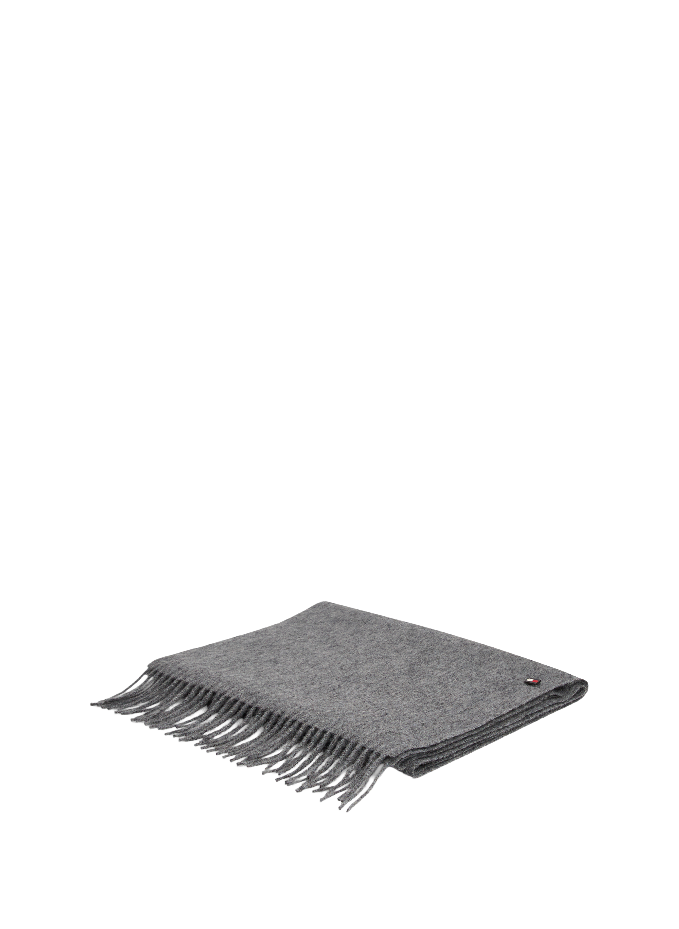 Hilfiger Flag cashmere scarf with fringes TOMMY HILFIGER Grey
