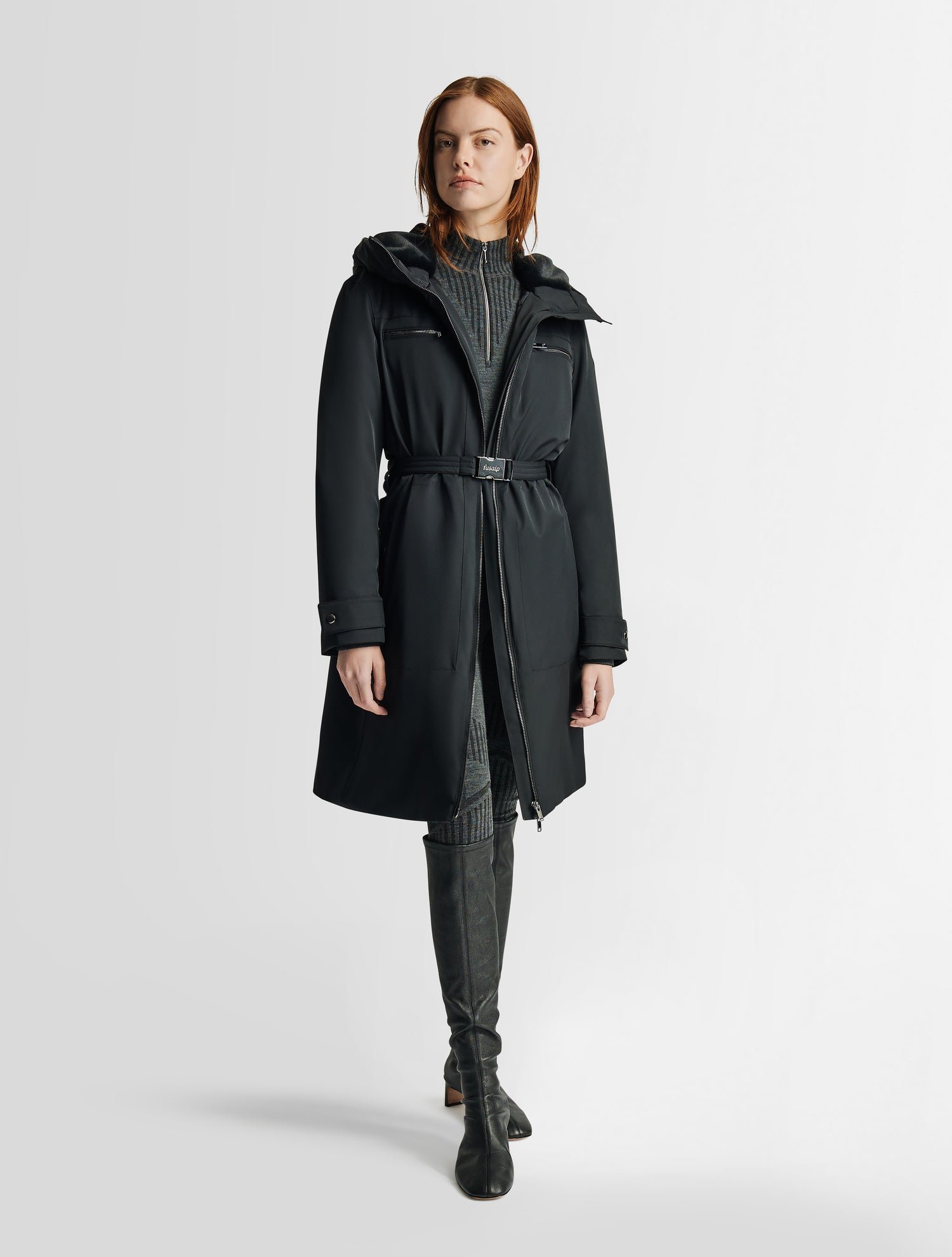 FUSALP Manteau shaïs col capuche coupe regular Noir