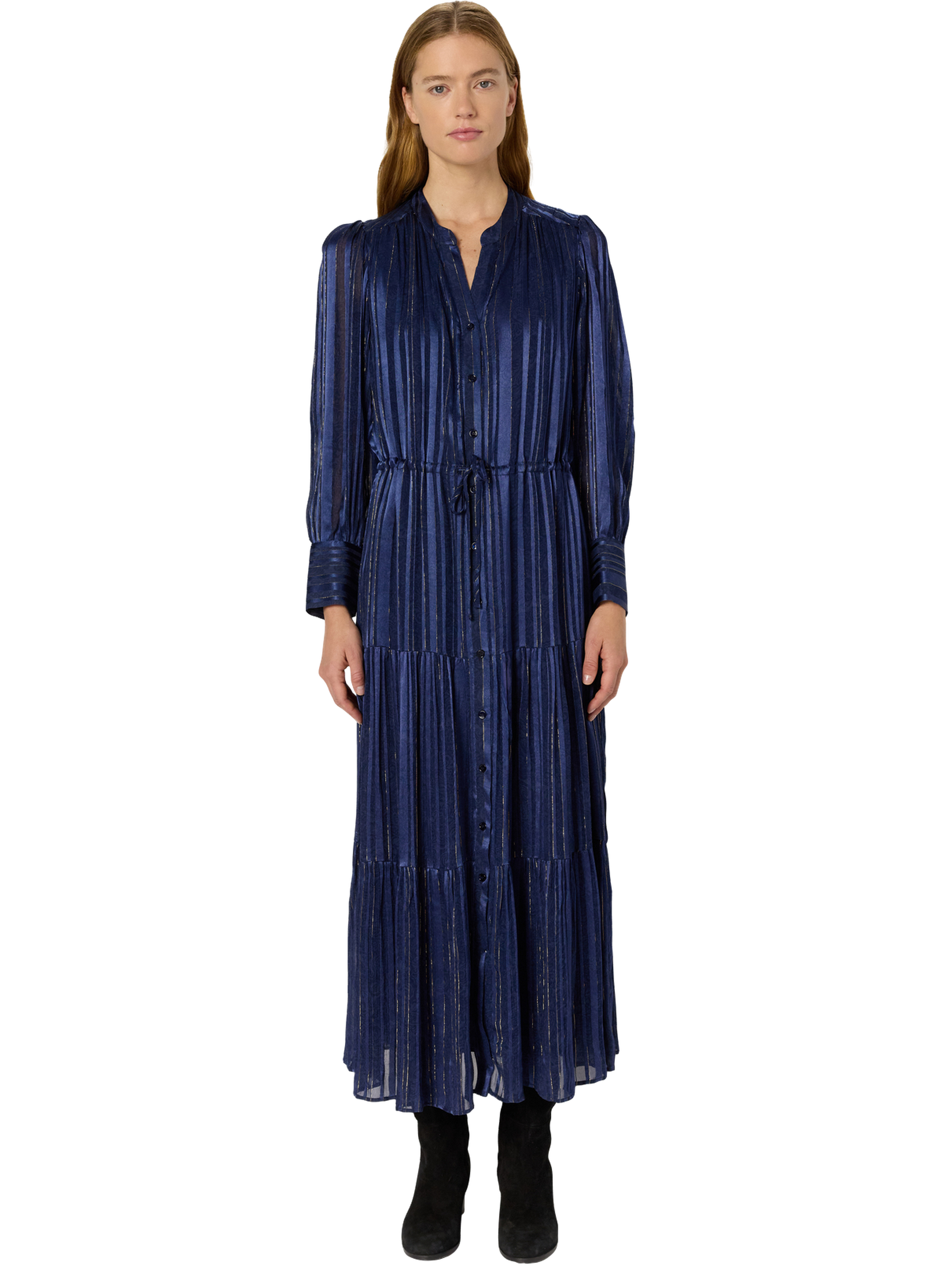 Robe longue satinée à lurex - lydie GERARD DAREL Bleu