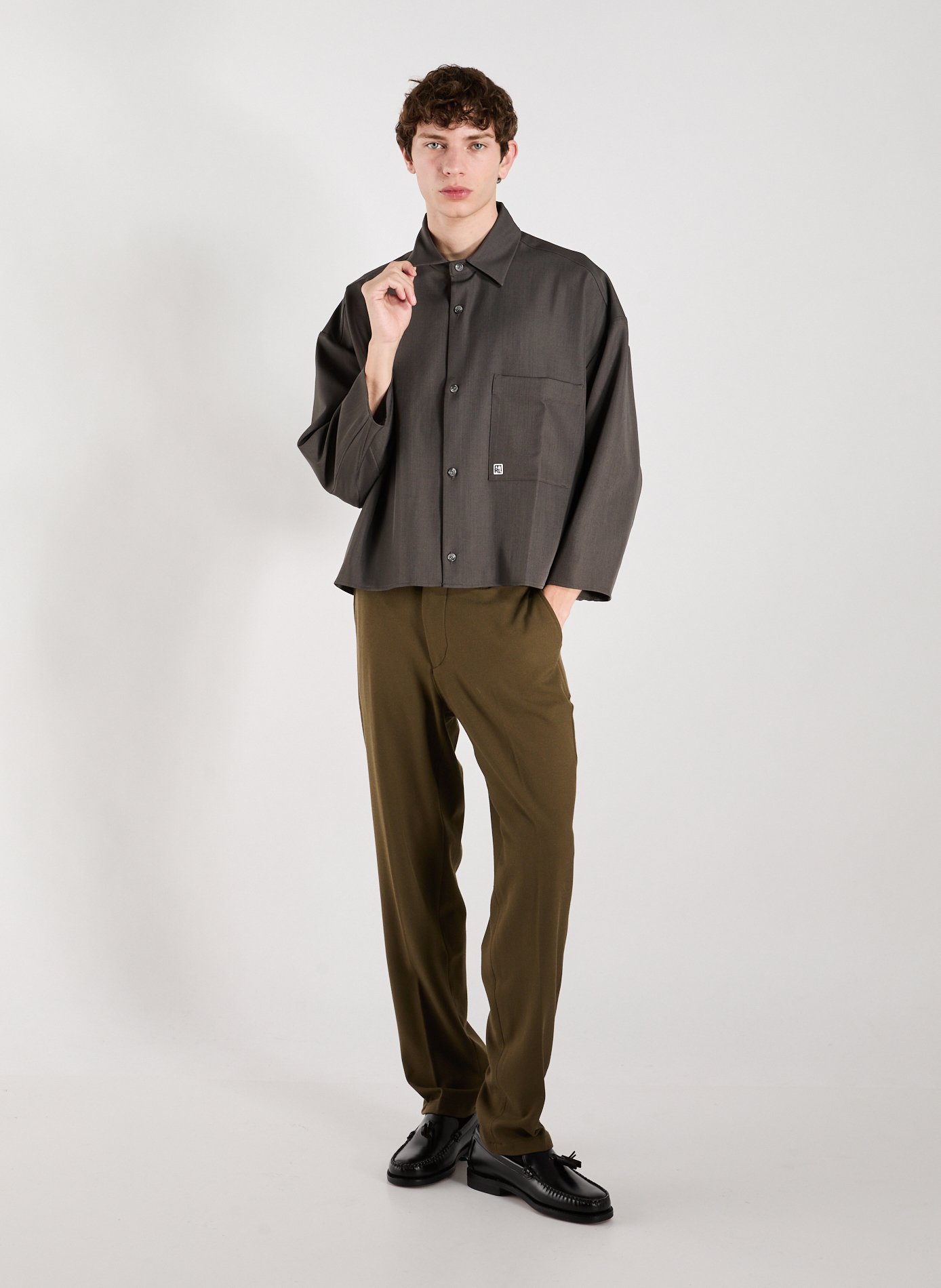 Oversized short shirt with classic collar MERELY MADE Grey