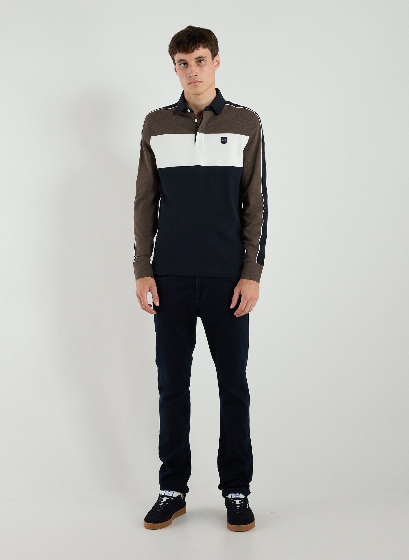 Long-sleeved polo shirt with logo EDEN PARK Brown