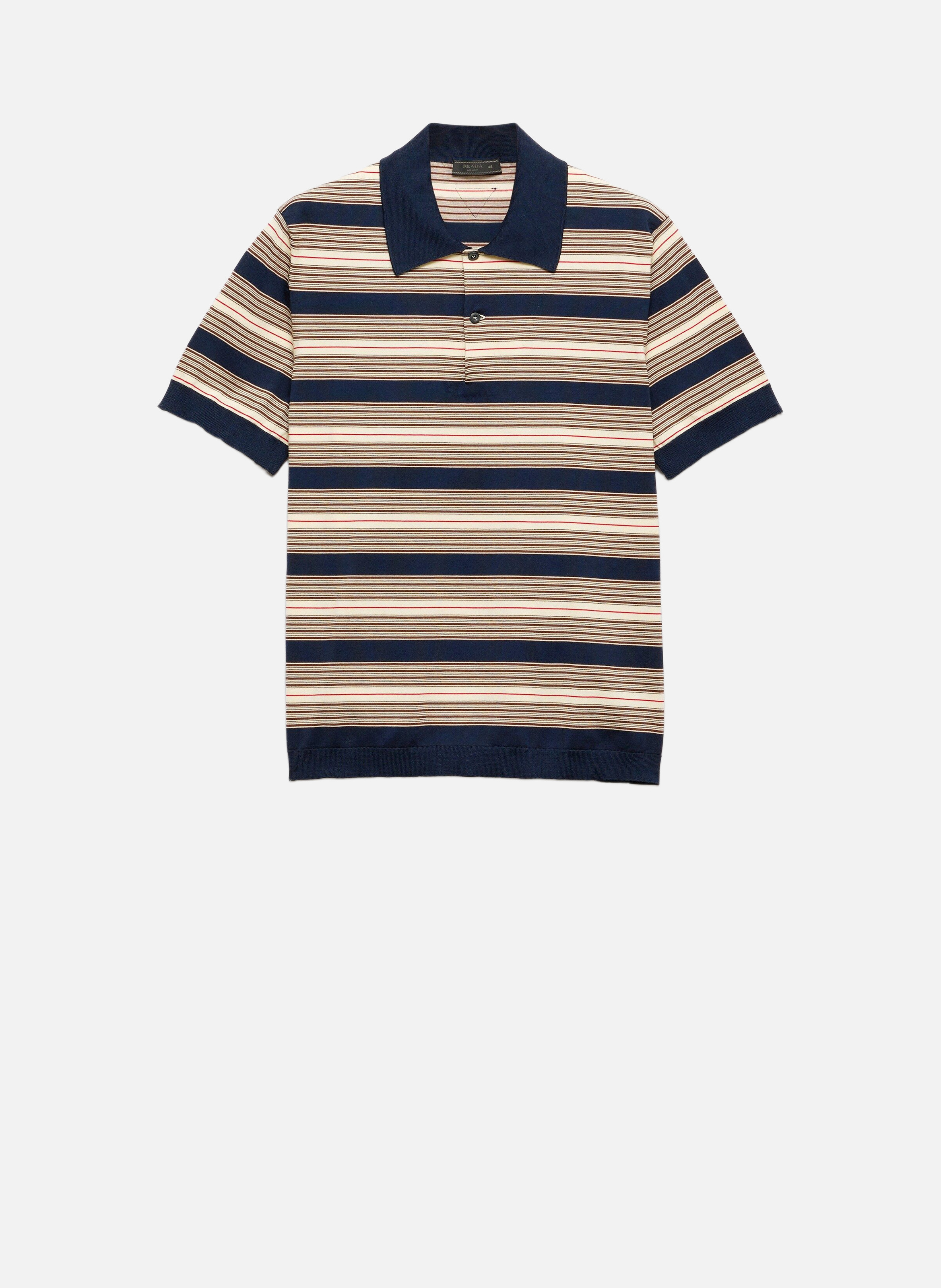 Polo en coton rayé PRADA Bleu