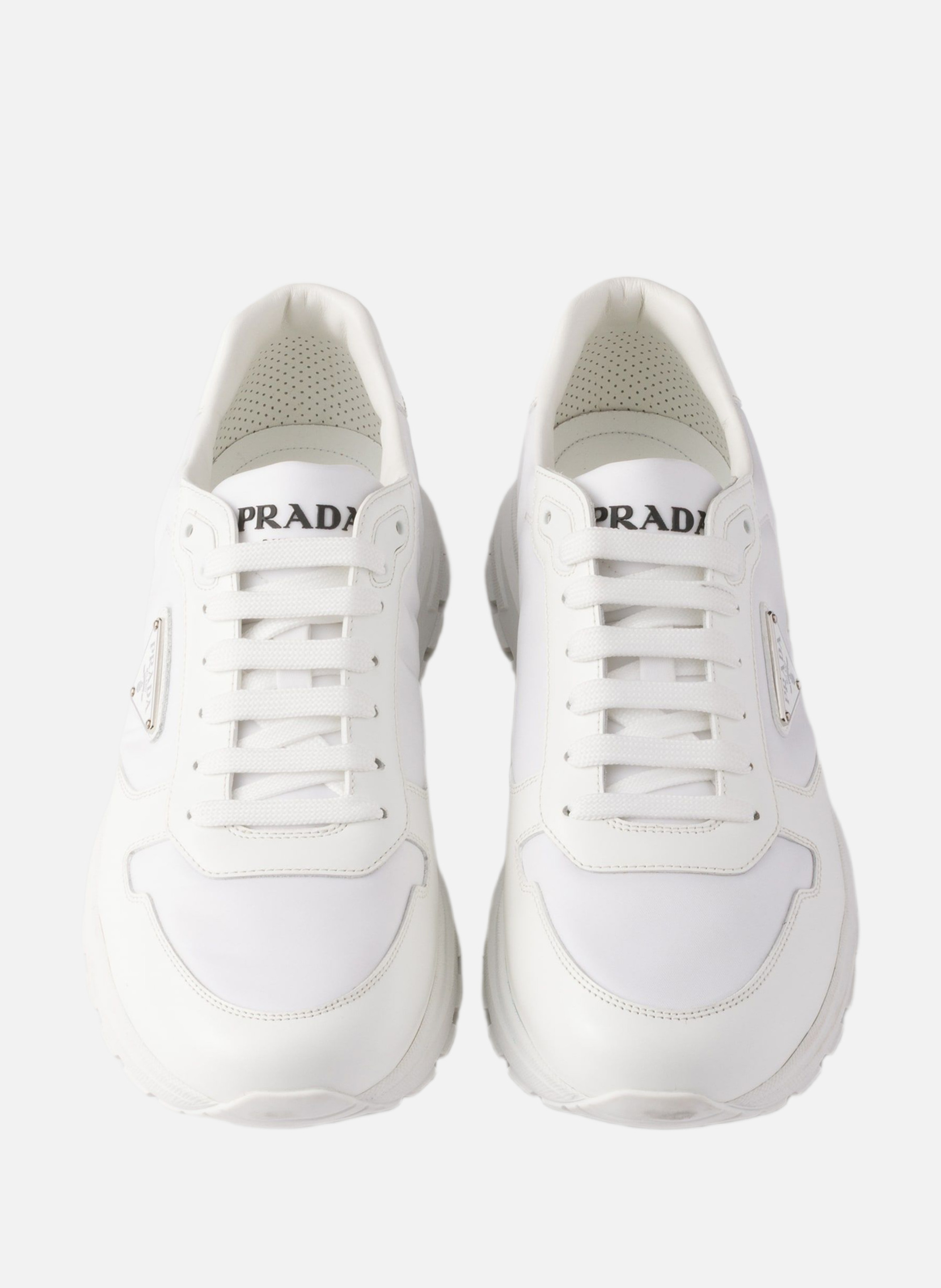 Sneakers prax 01 en cuir brossé et re-nylon PRADA Blanc