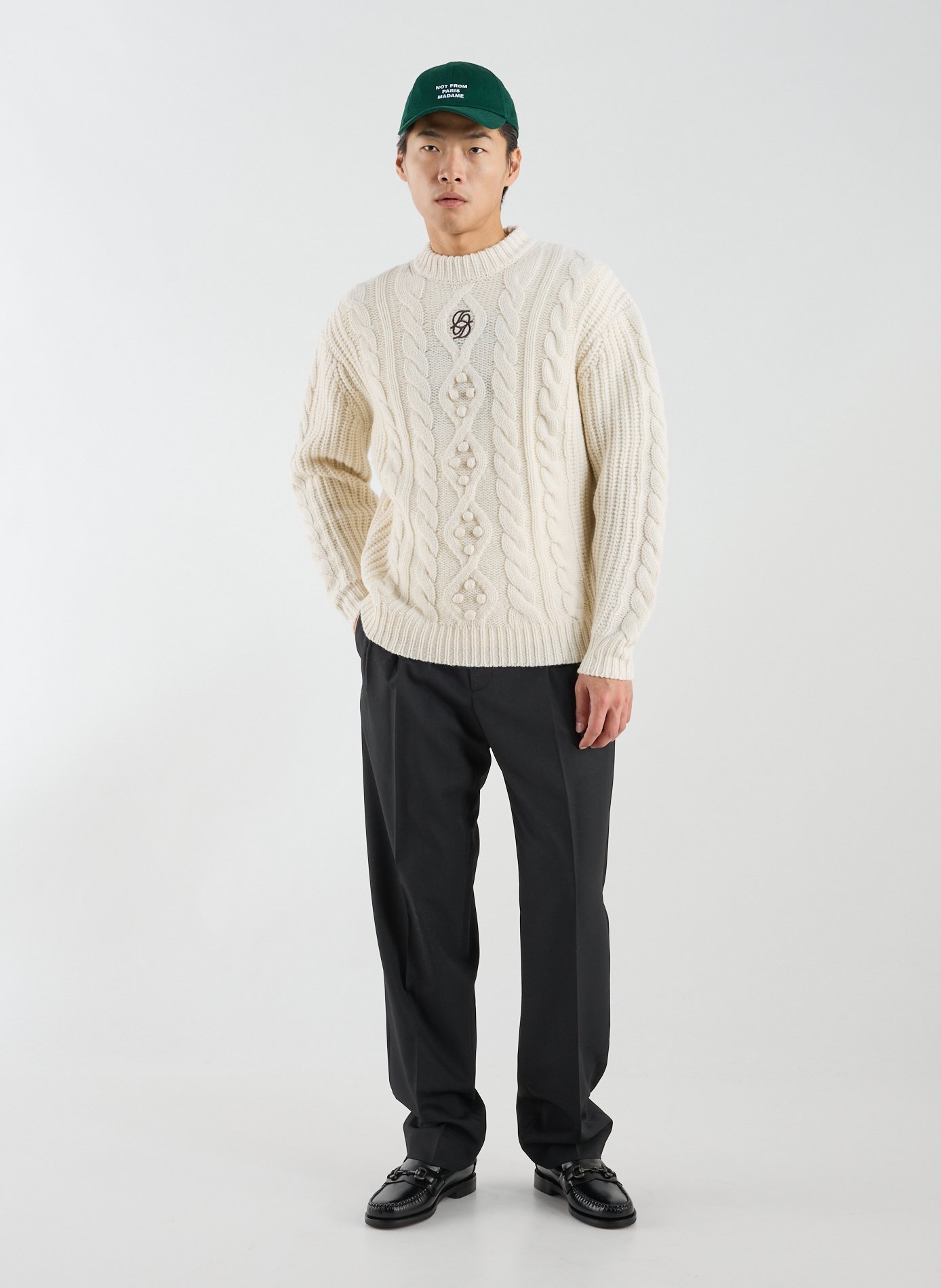 Embroidered Slogan Cap DROLE DE MONSIEUR Green