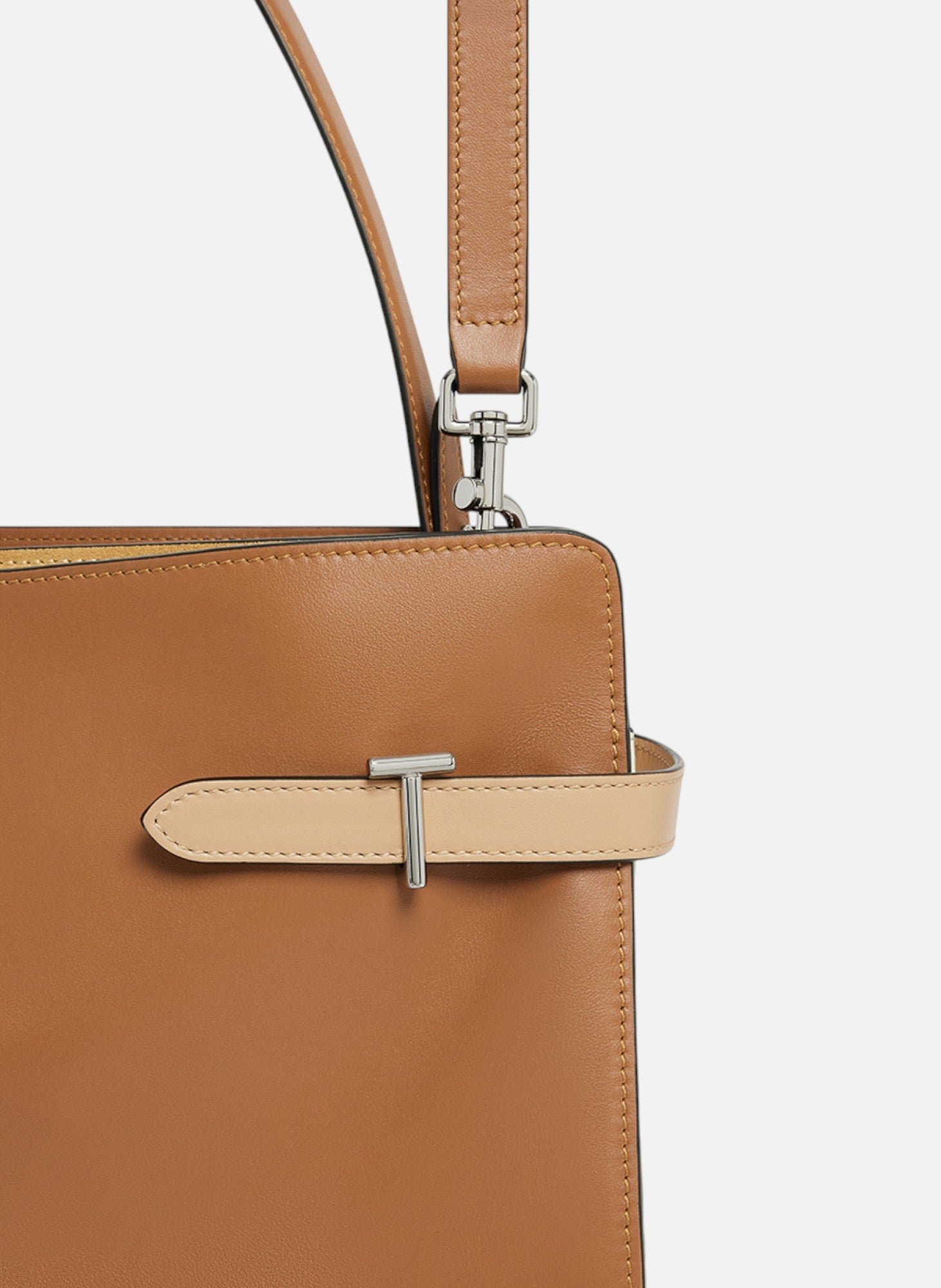 Sac porté épaule grand modèle emie en cuir lisse et nubuck LE TANNEUR Marron