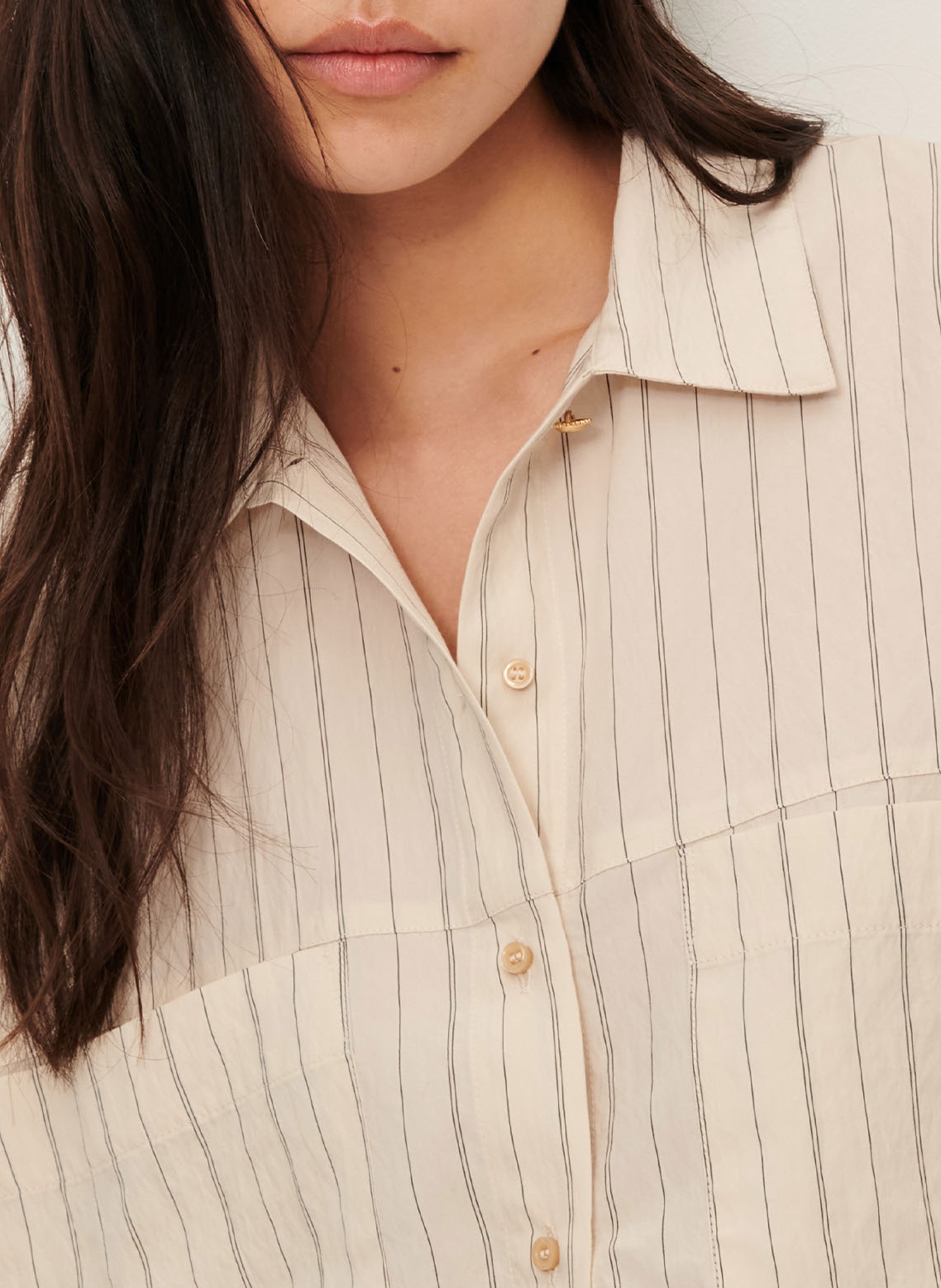 Chemise droite rayée san juan SESSUN Beige