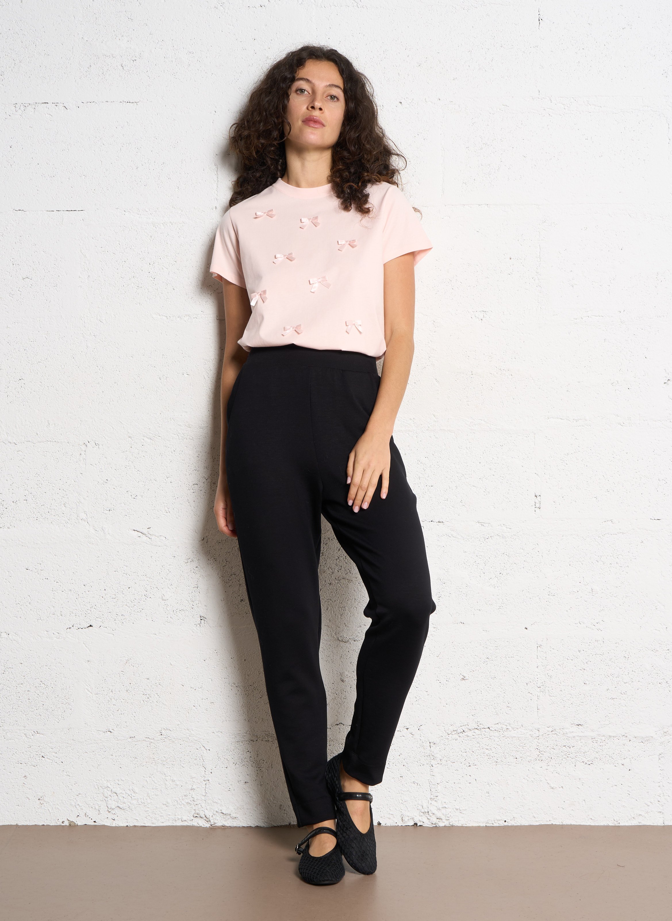 Tee-shirt col rond en coton bio Rose