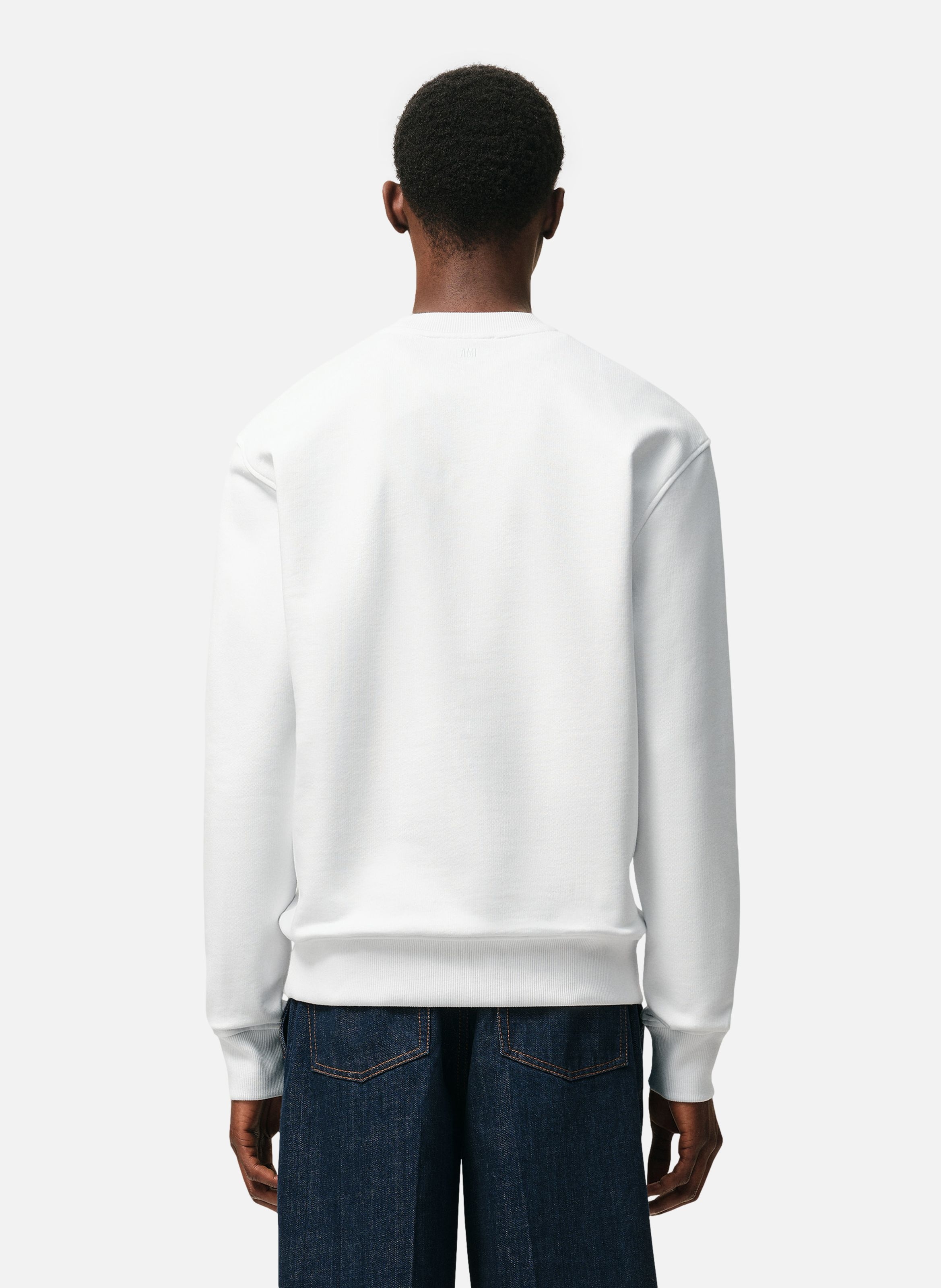 Sweatshirt ami de coeur crochet unisexe en coton AMI PARIS Blanc