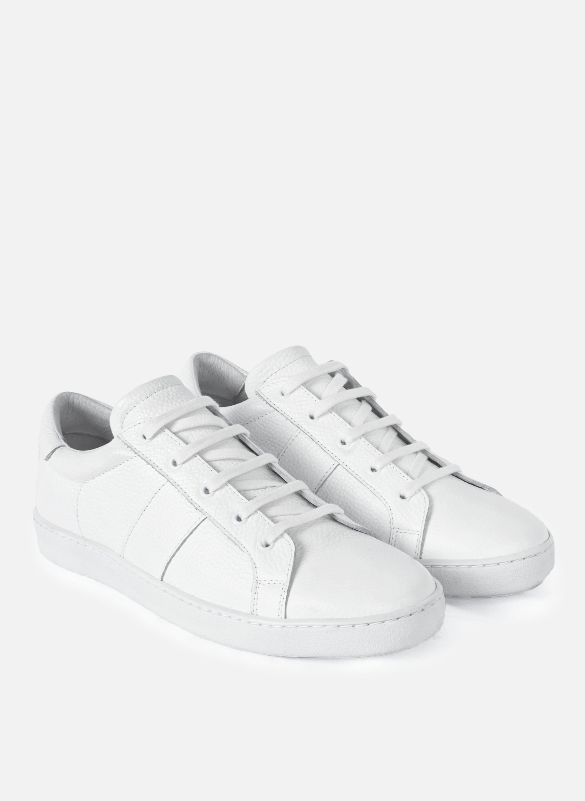 Tennis lacet arthur cuir grainé blanc JULES & JENN Blanc