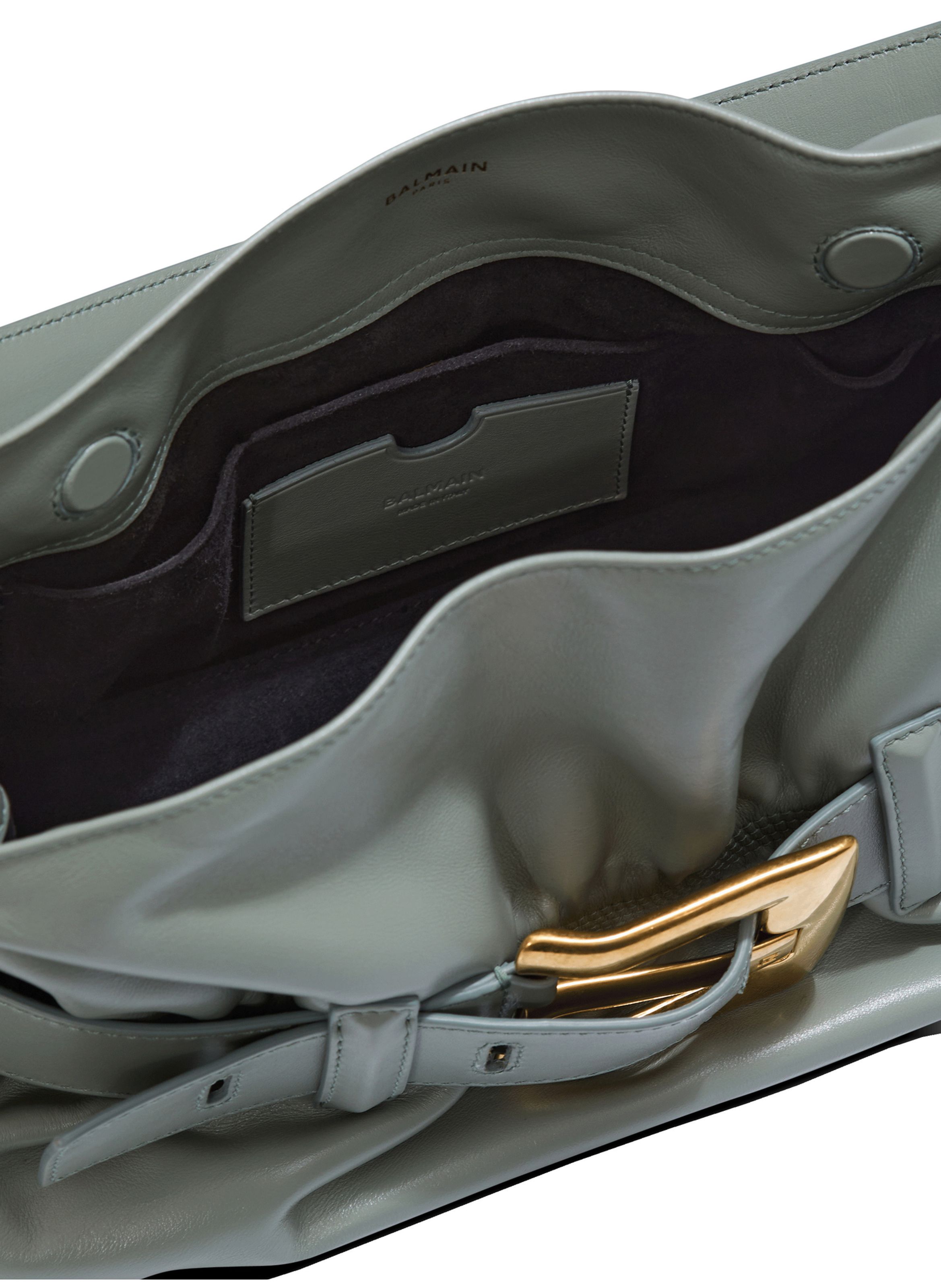 Sac anthem médium en cuir de veau BALMAIN Vert