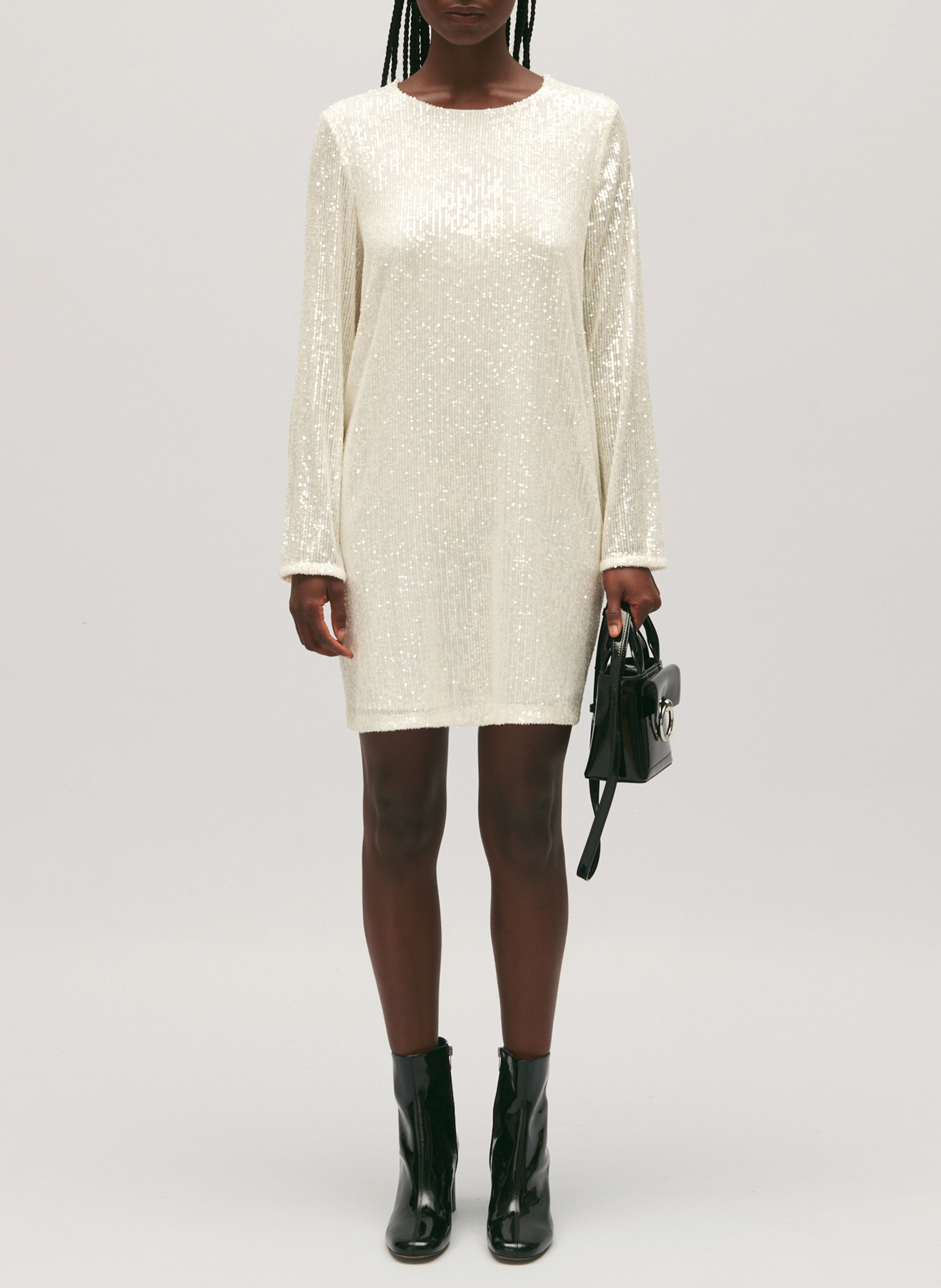 Robe courte col rond à sequins CLAUDIE PIERLOT Beige