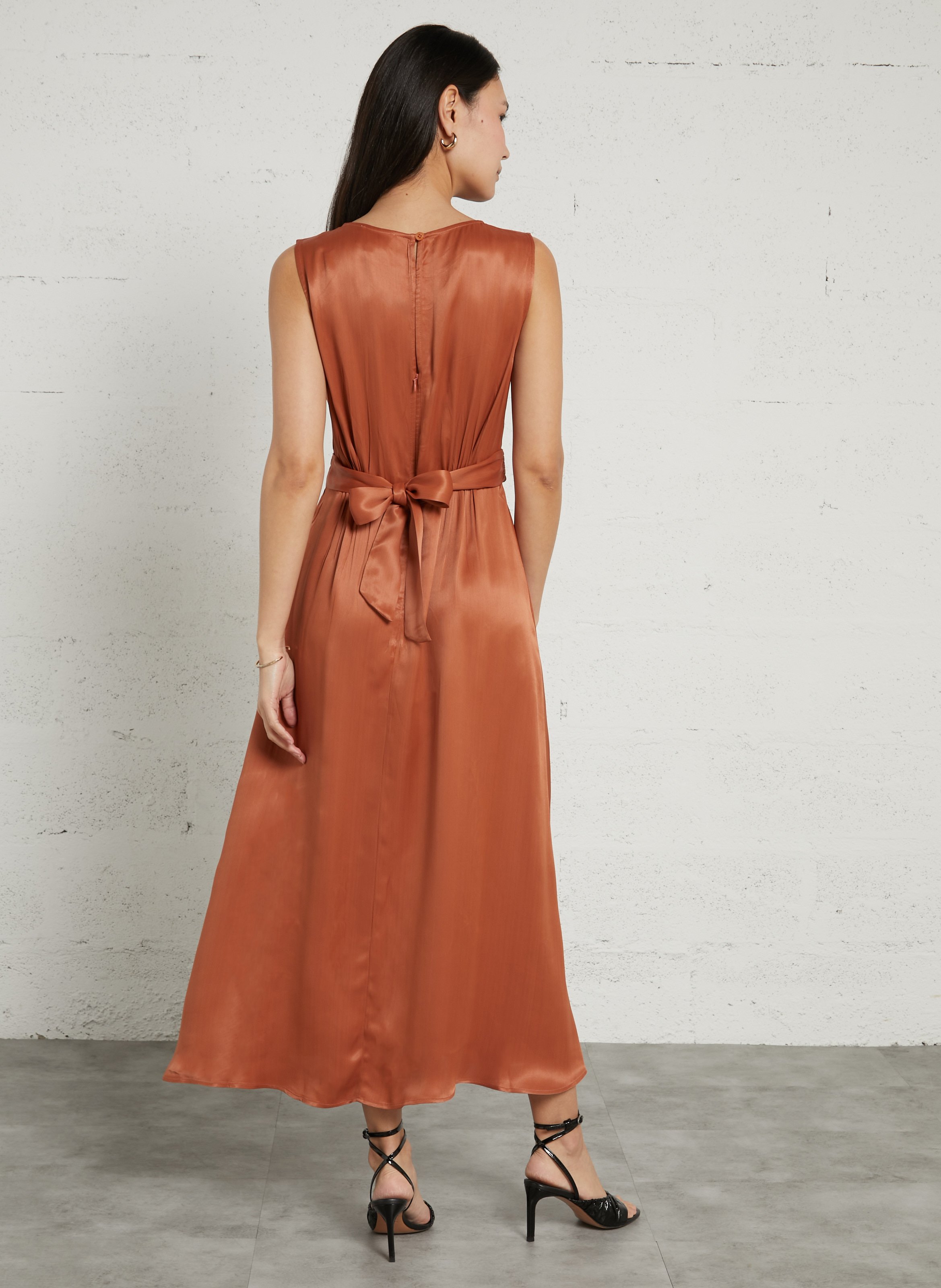 Robe midi ceinturée sans manches bethy MAISON 123 Rouge