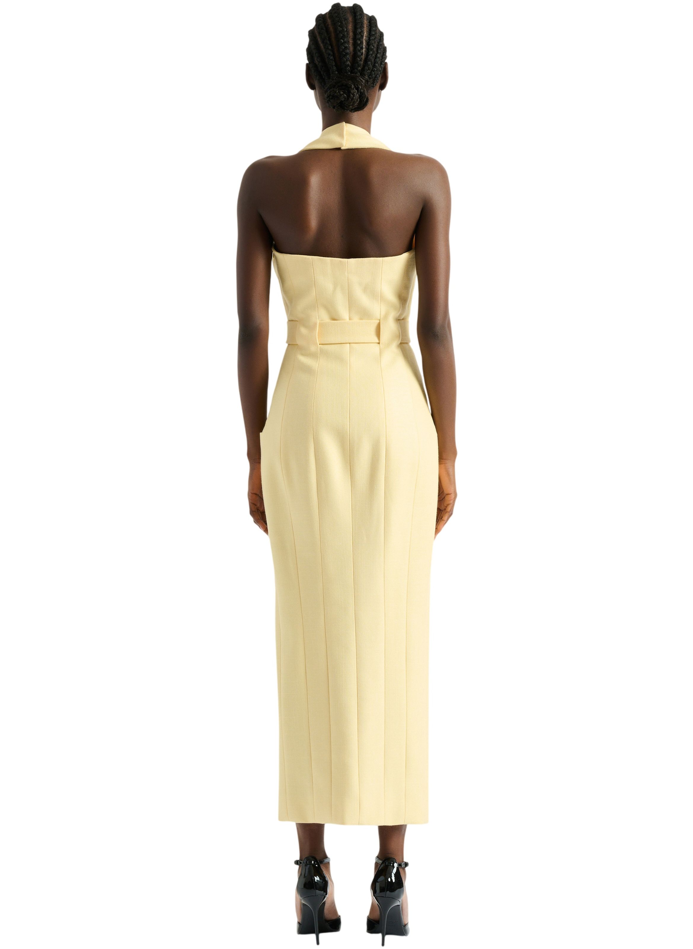 Robe longue ceinturée BALMAIN Jaune