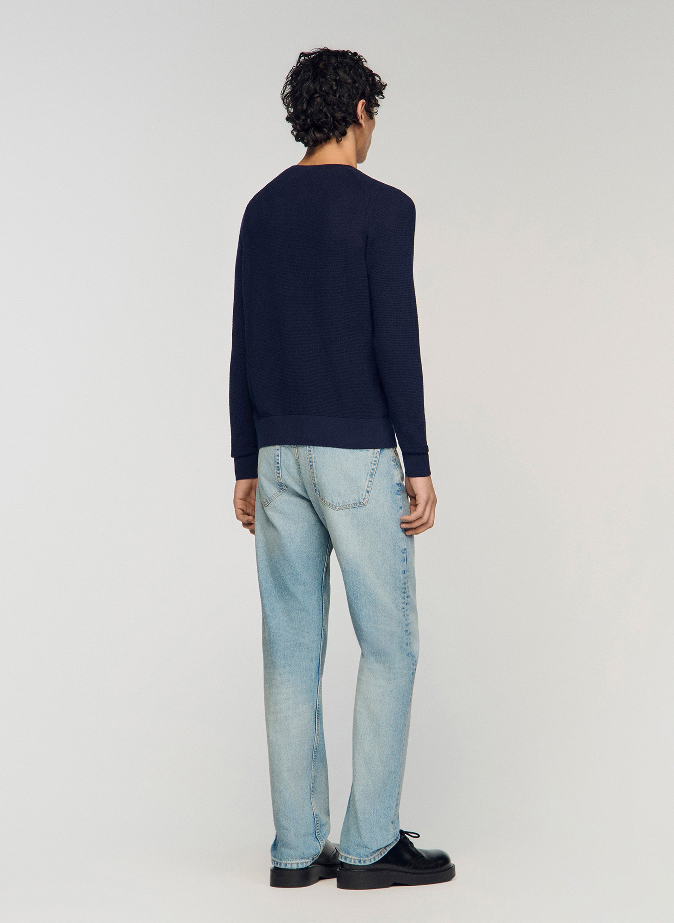 Pull en maille texturée Bleu