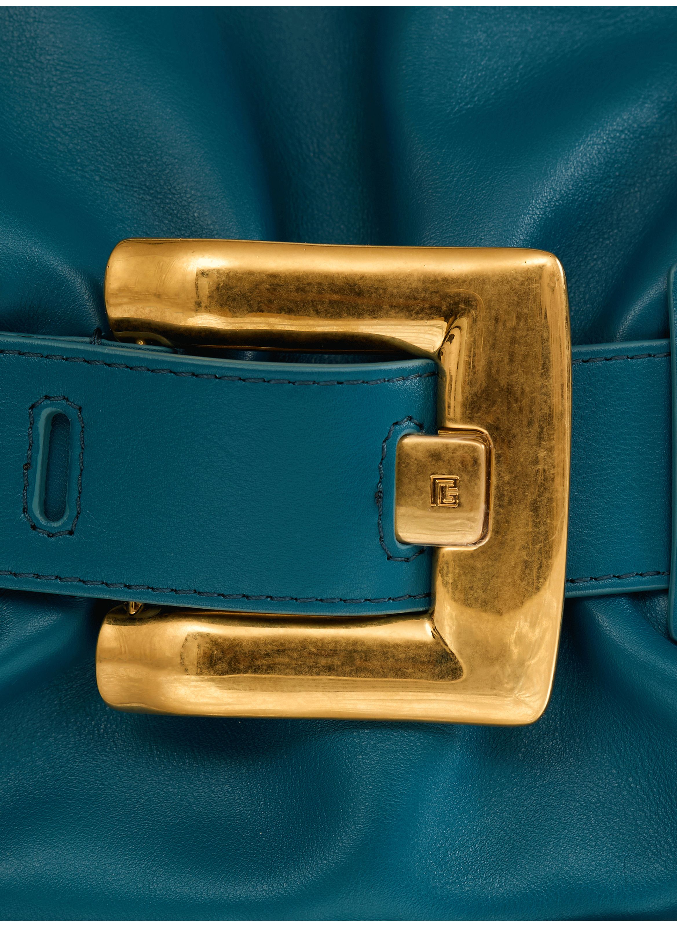 Sac anthem medium en cuir lisse BALMAIN Bleu