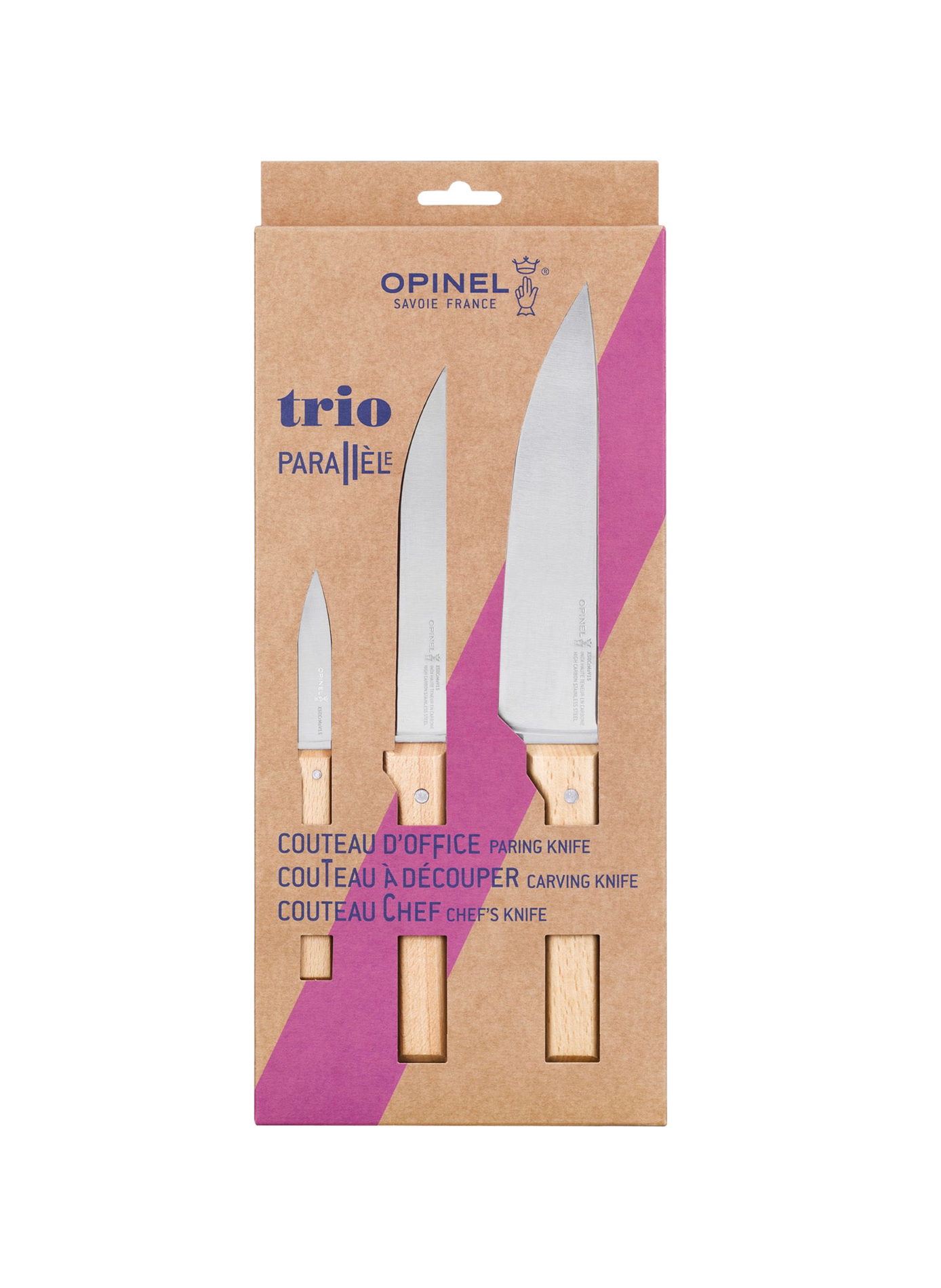 Set mit 3 Parallèle Messern aus Edelstahl OPINEL Beige