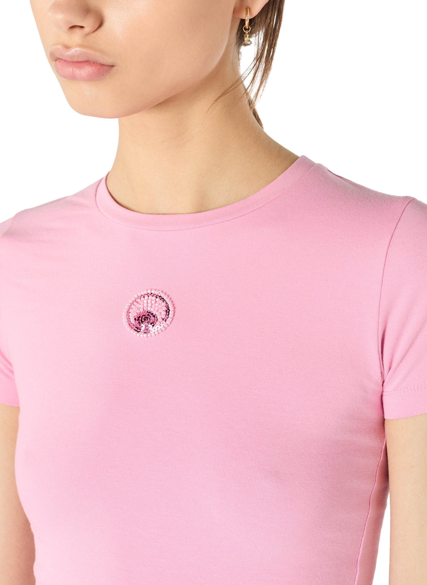 T-shirt baby fit avec logo perle MARINE SERRE Rose