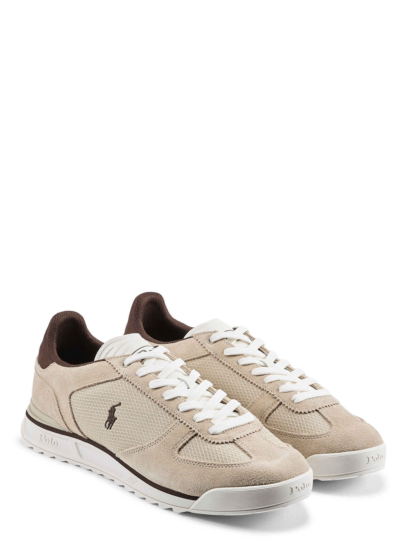 Mixed leather low-top sneakers POLO RALPH LAUREN Beige