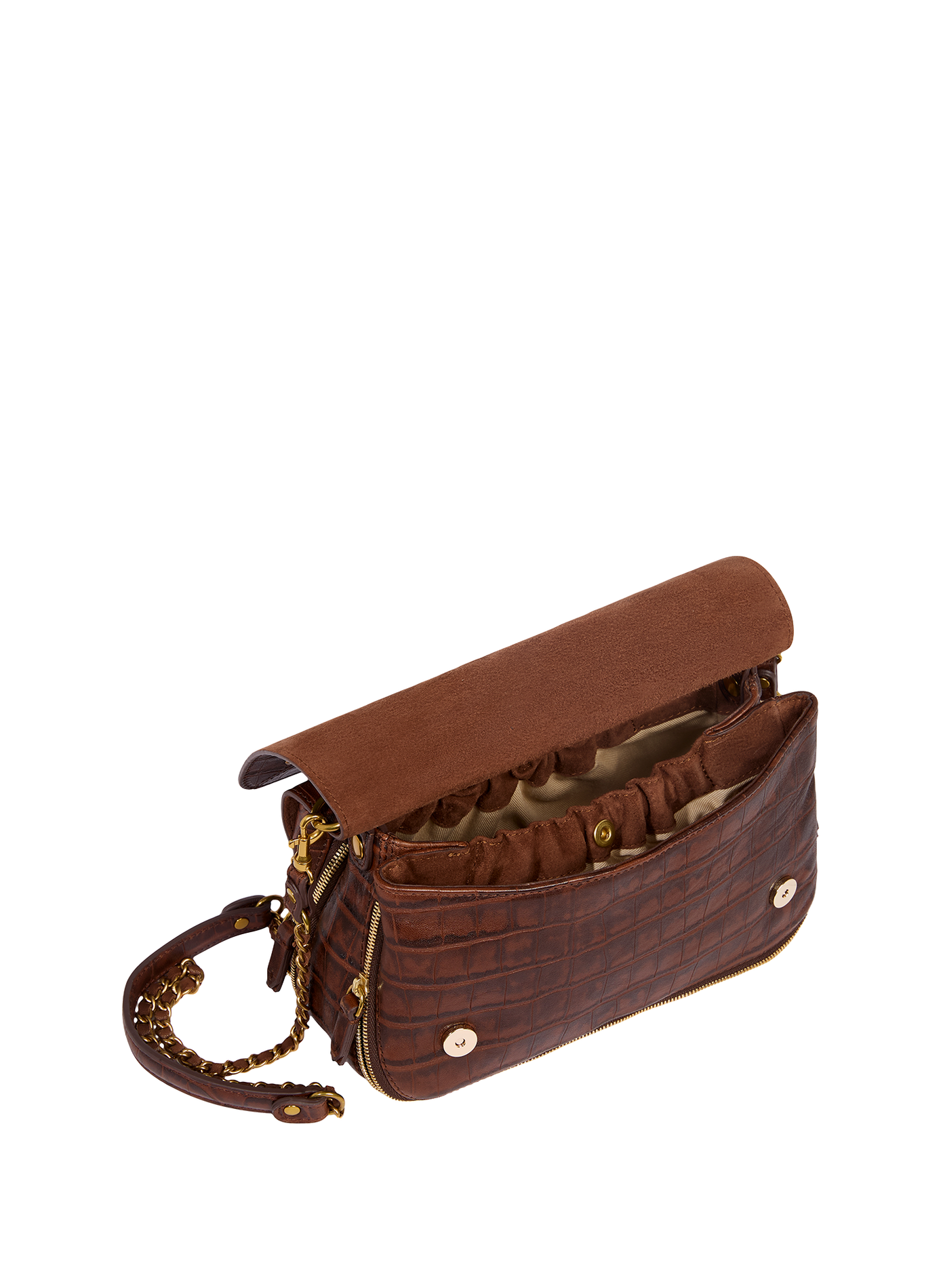 Sac épaule effet peau de crocodile en cuir JÉRÔME DREYFUSS Marron