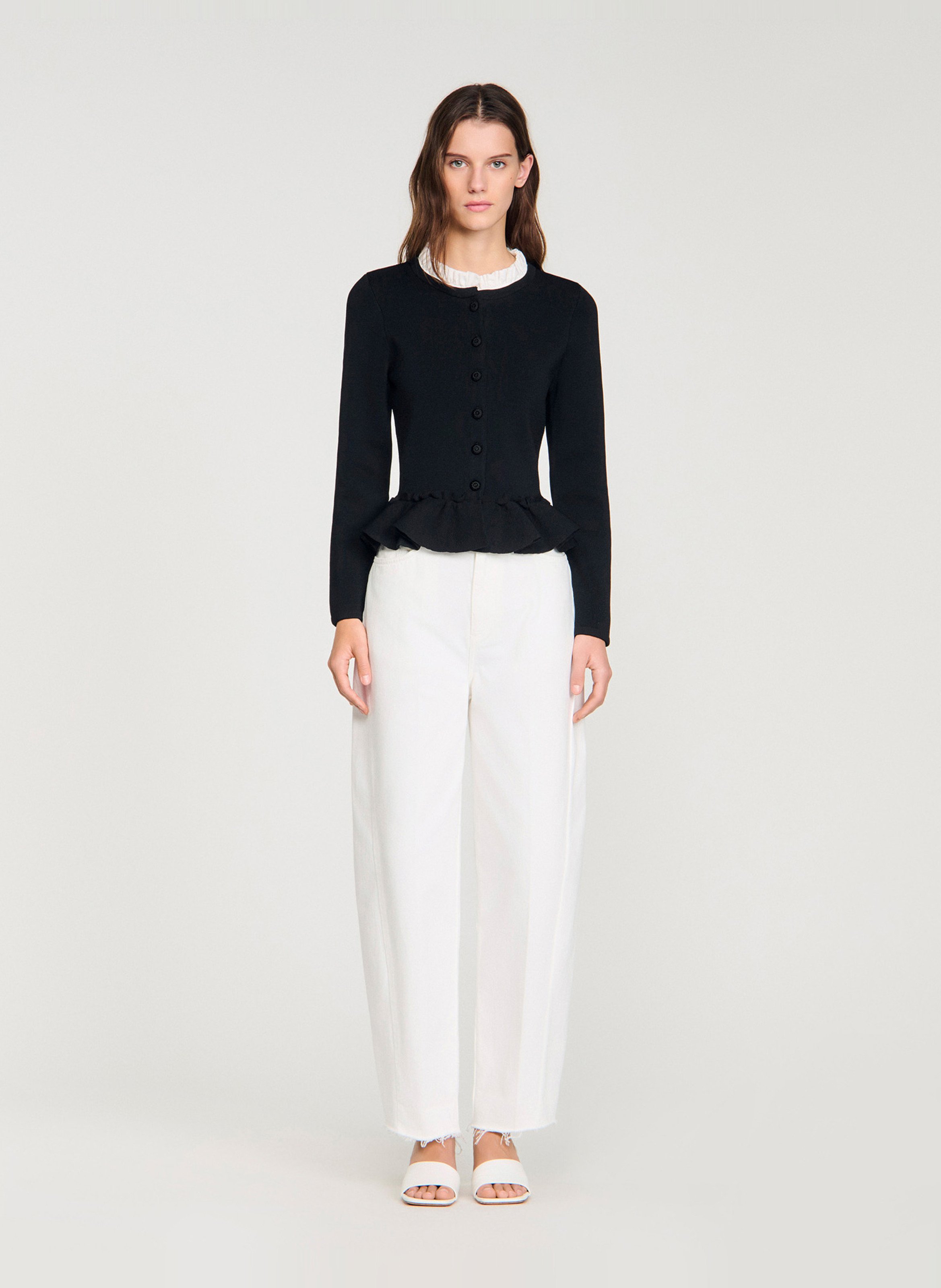 Cardigan cintré col victorien SANDRO Noir