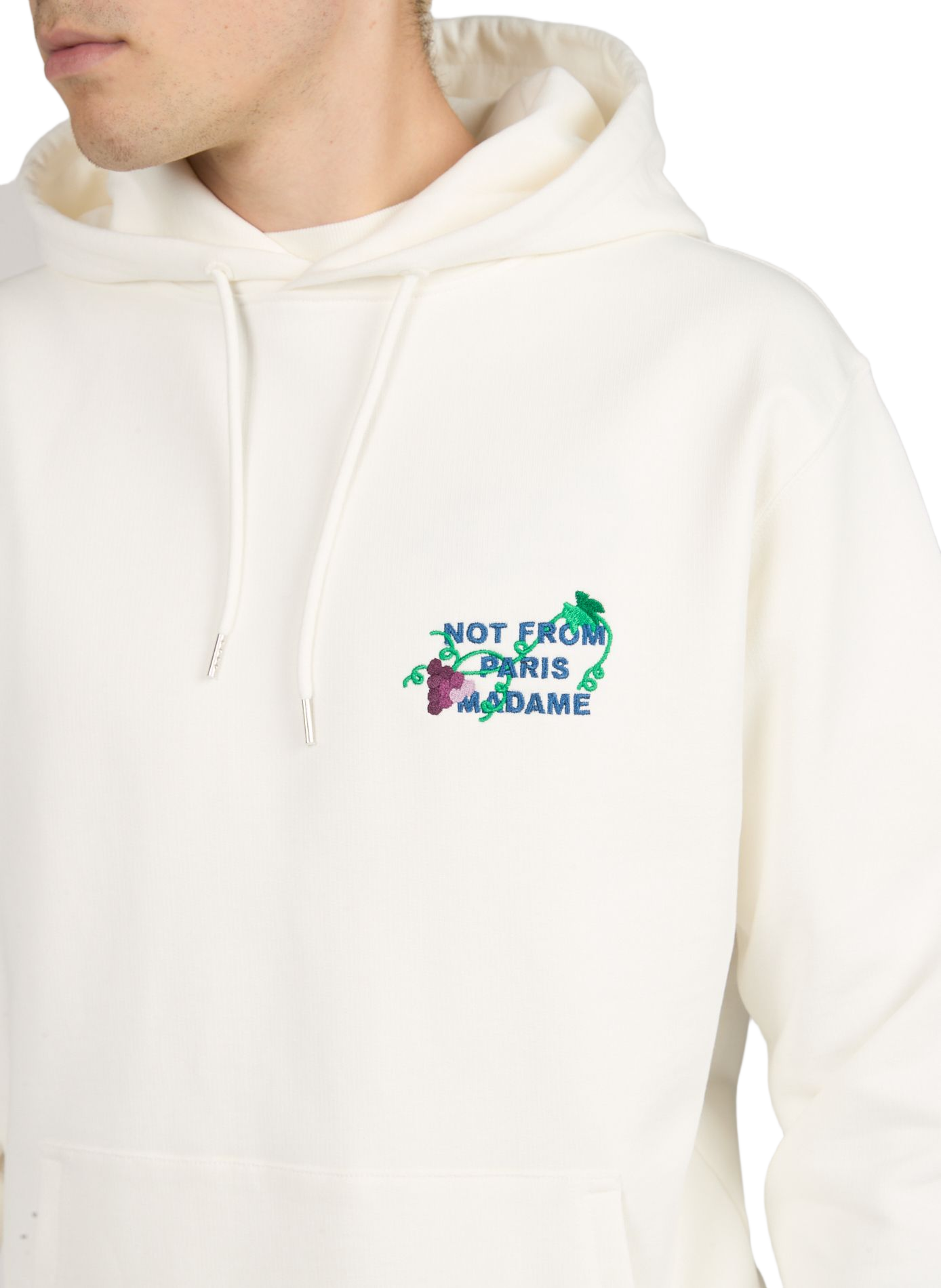 Embroidered hooded sweatshirt DROLE DE MONSIEUR White