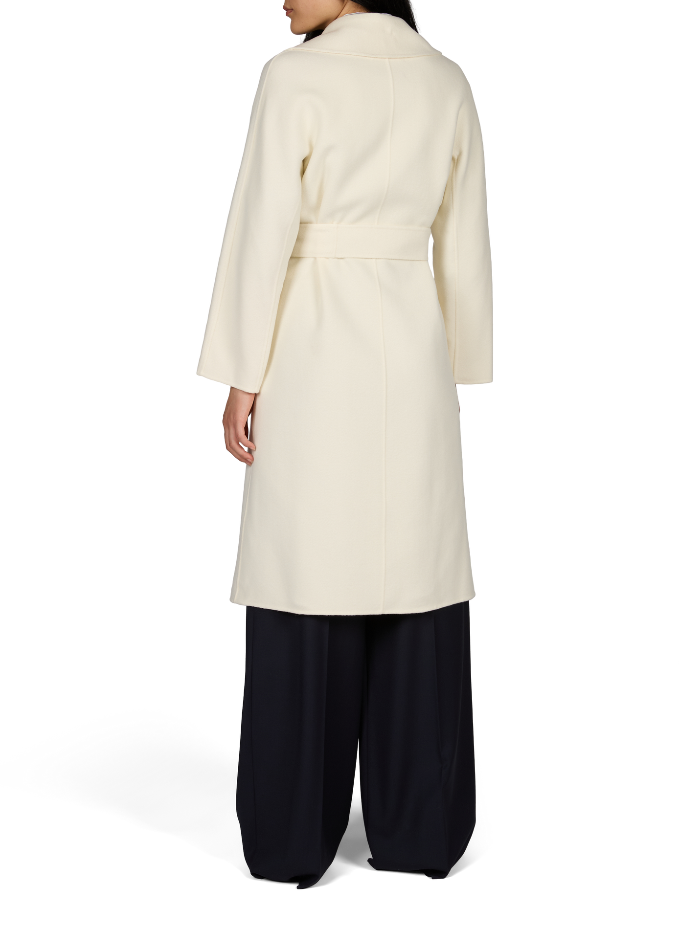Langer Mantel aus Wollmischung mit Gürtel MAX MARA STUDIO Weiss
