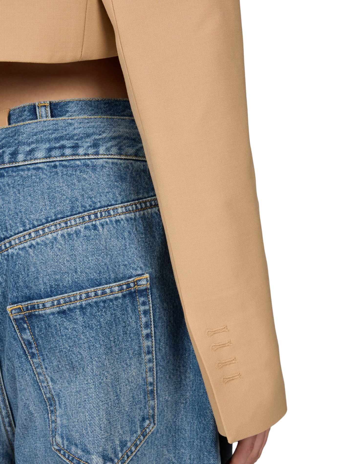 Collarless wool blend jacket A.W.A.K.E. MODE Beige