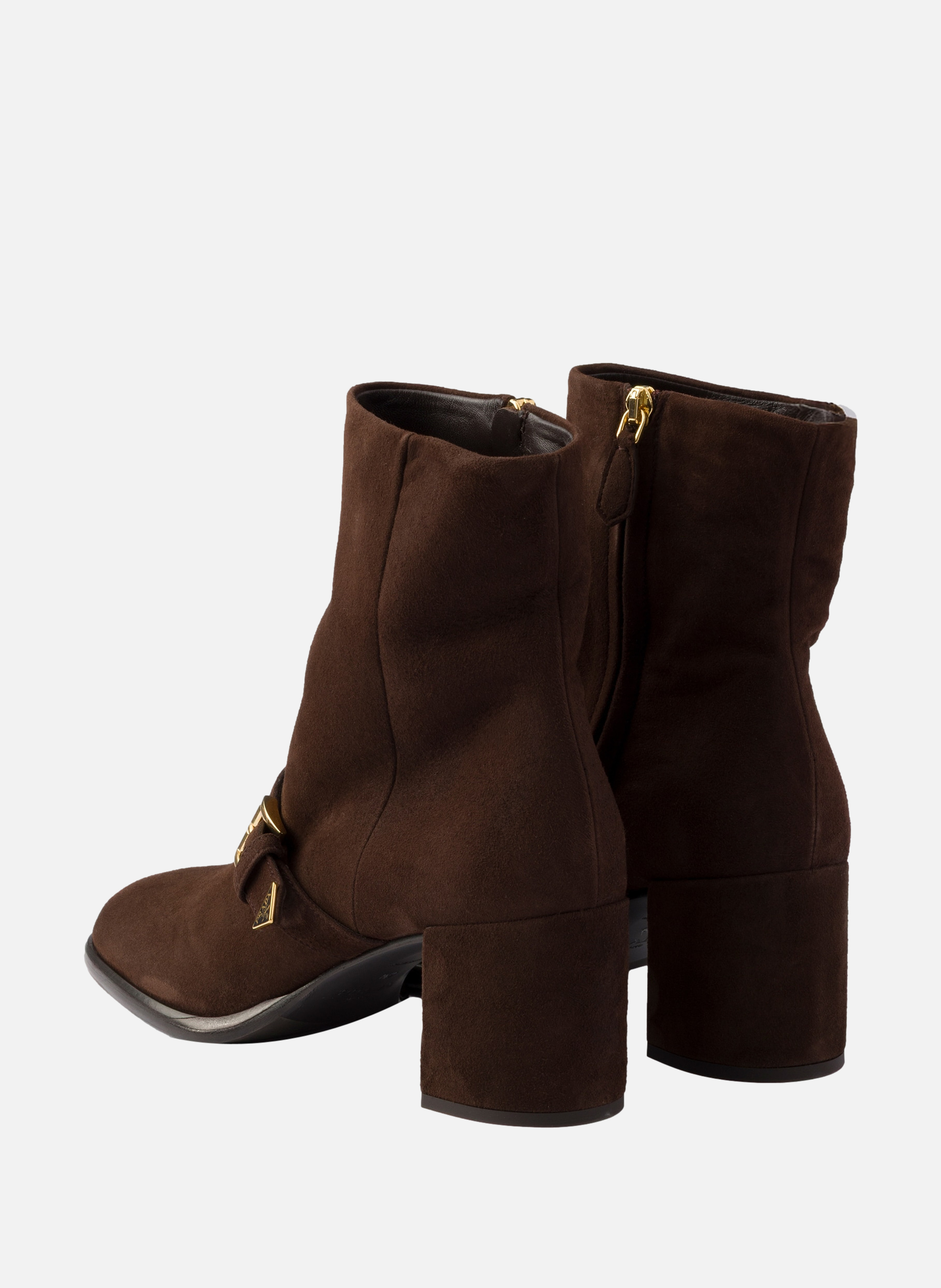 Bottines en veau velours PRADA Marron
