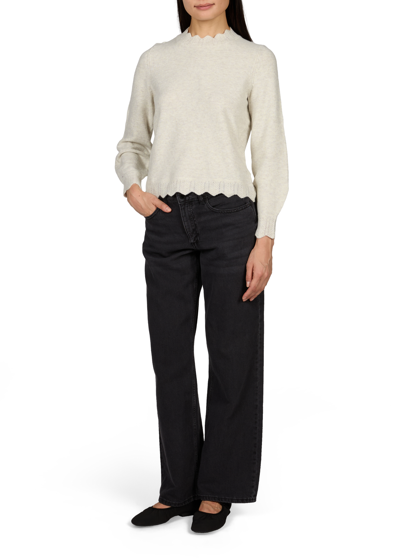 Straight high neck sweater VILA Beige