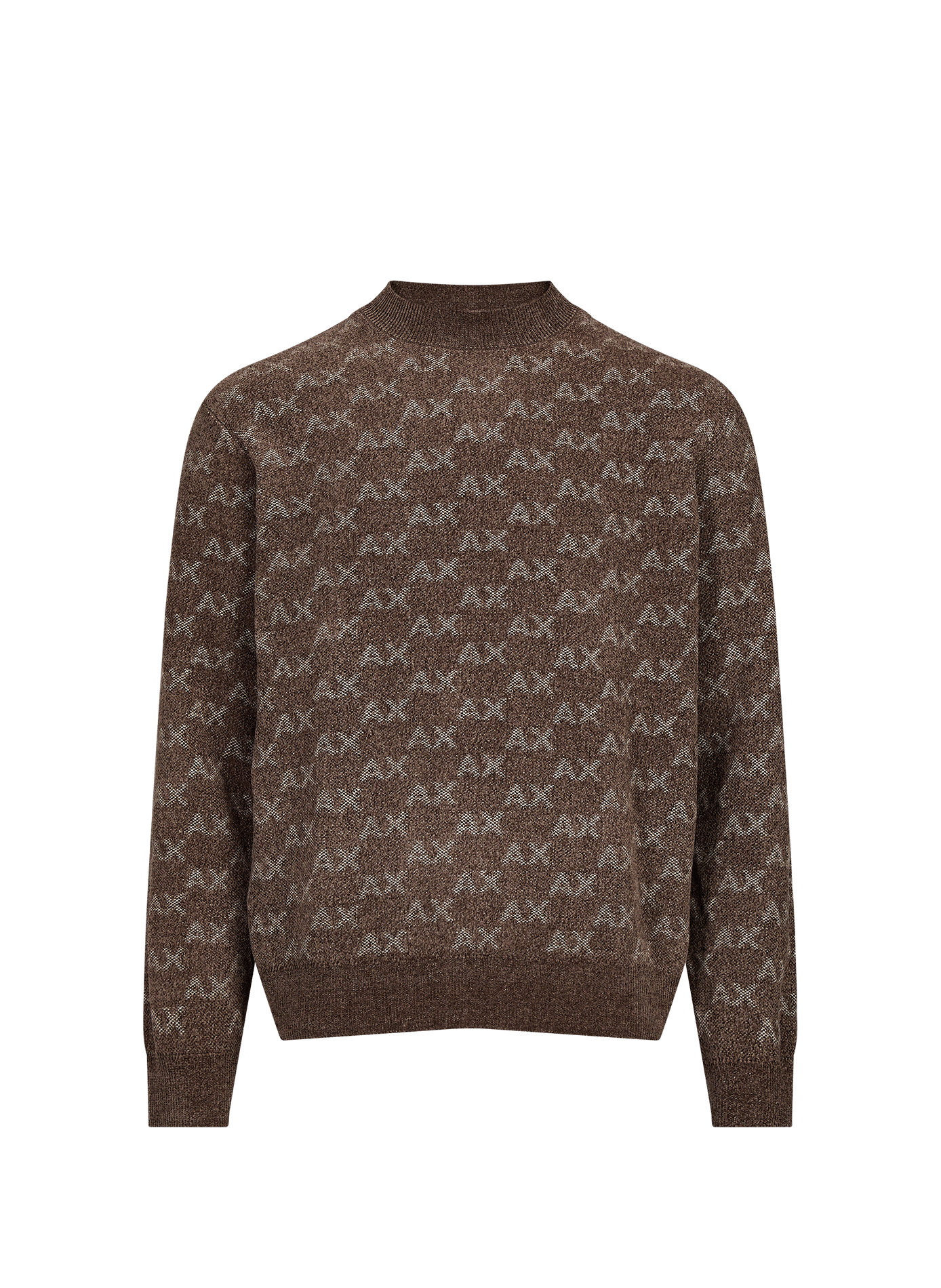 Straight monogrammed sweater with round neck ARMANI EXCHANGE Brown