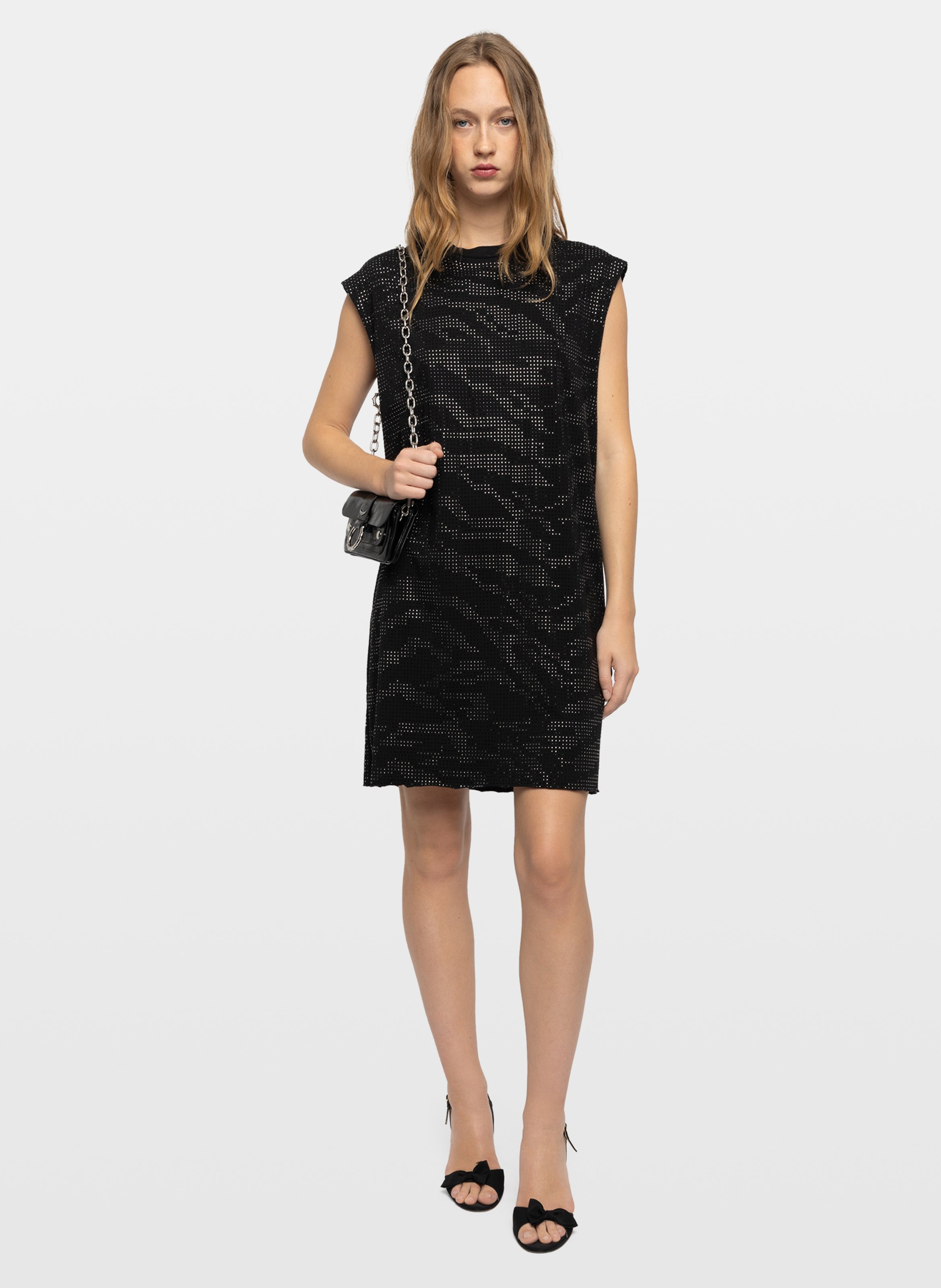 Robe courte avec strass et imprimé animal roe ZADIG&VOLTAIRE Noir