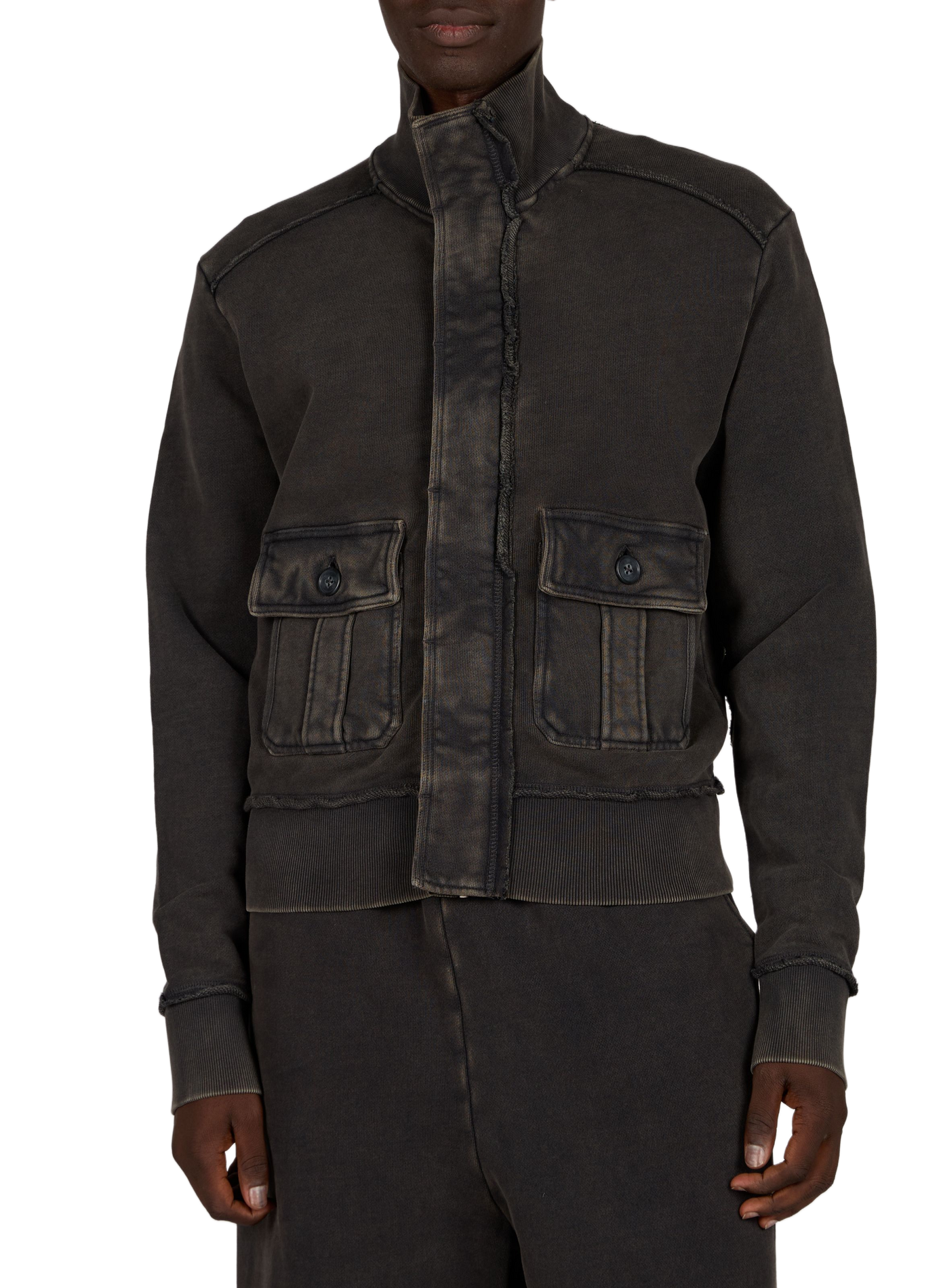 Straight jacket with high collar in cotton ENTIRE STUDIOS Black