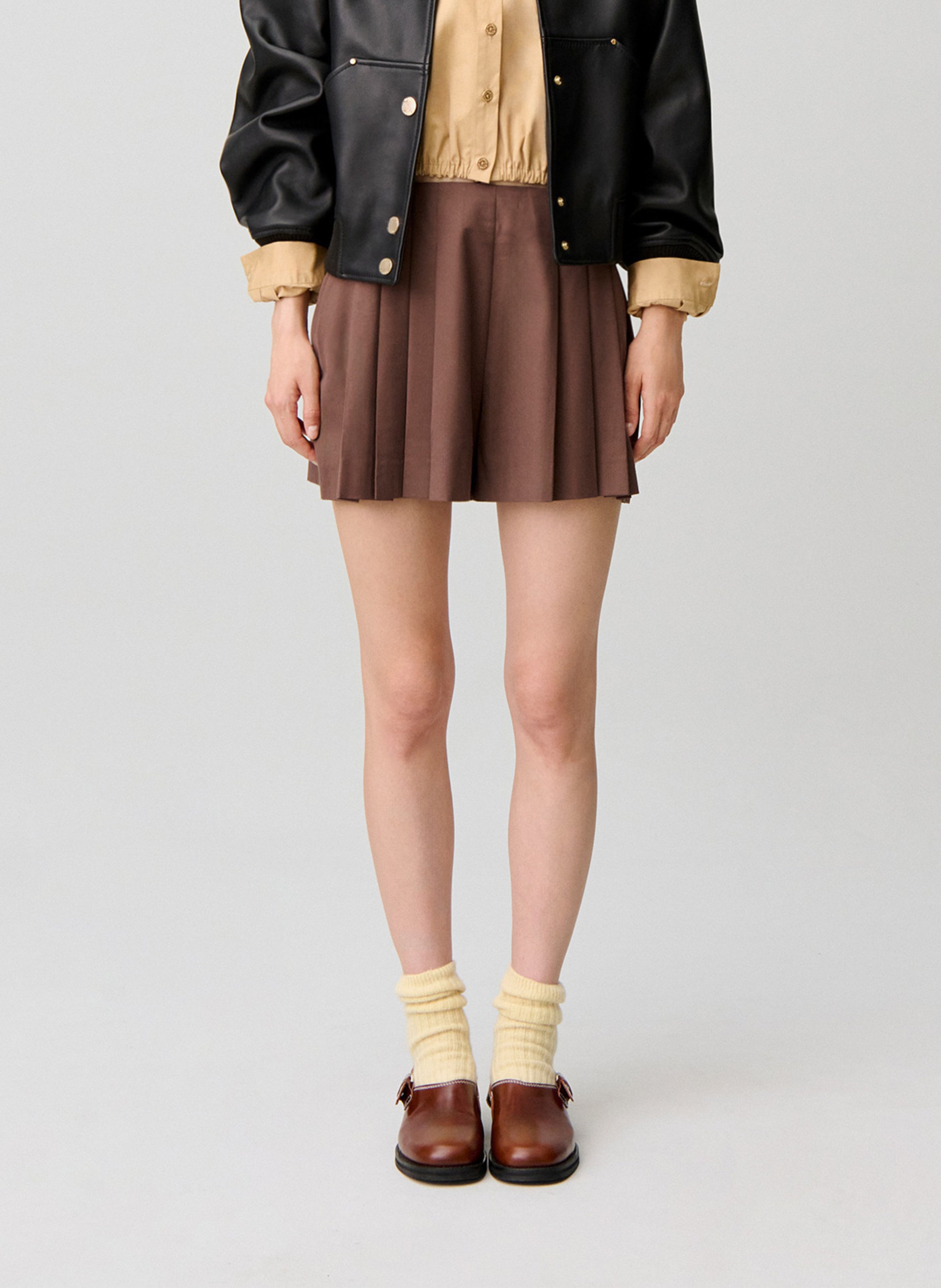 Short large plissé CLAUDIE PIERLOT Marron