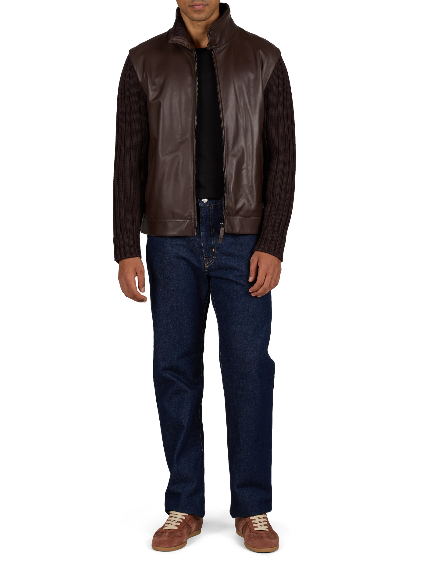 Jacke mit Stehkragen aus Schafleder EMPORIO ARMANI Braun