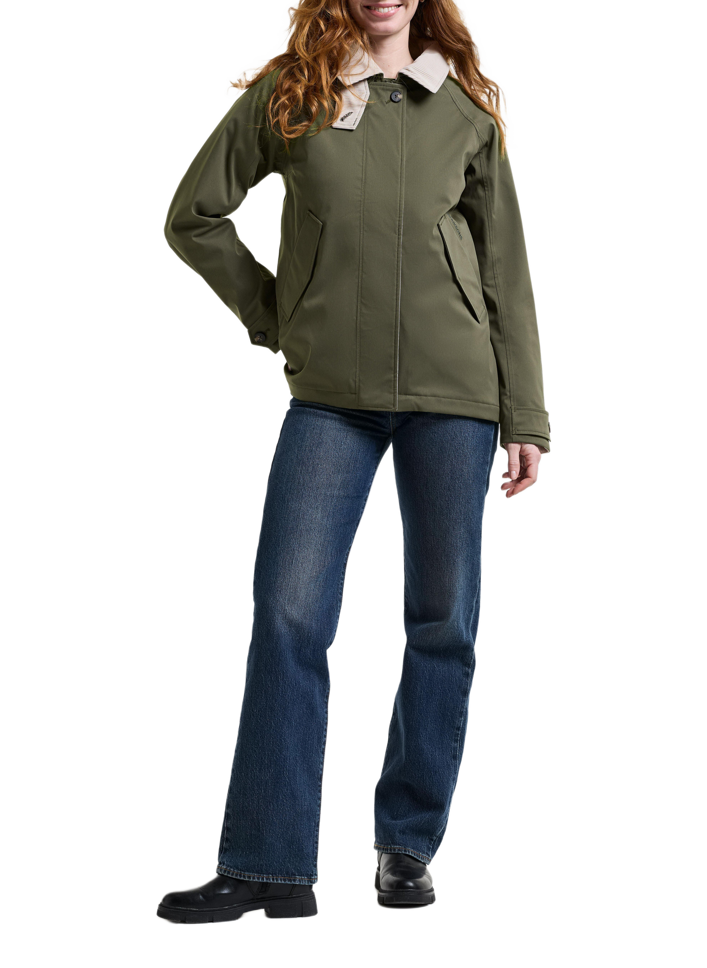 Lynn cropped jacket with ribbed collar DIDRIKSONS Khaki