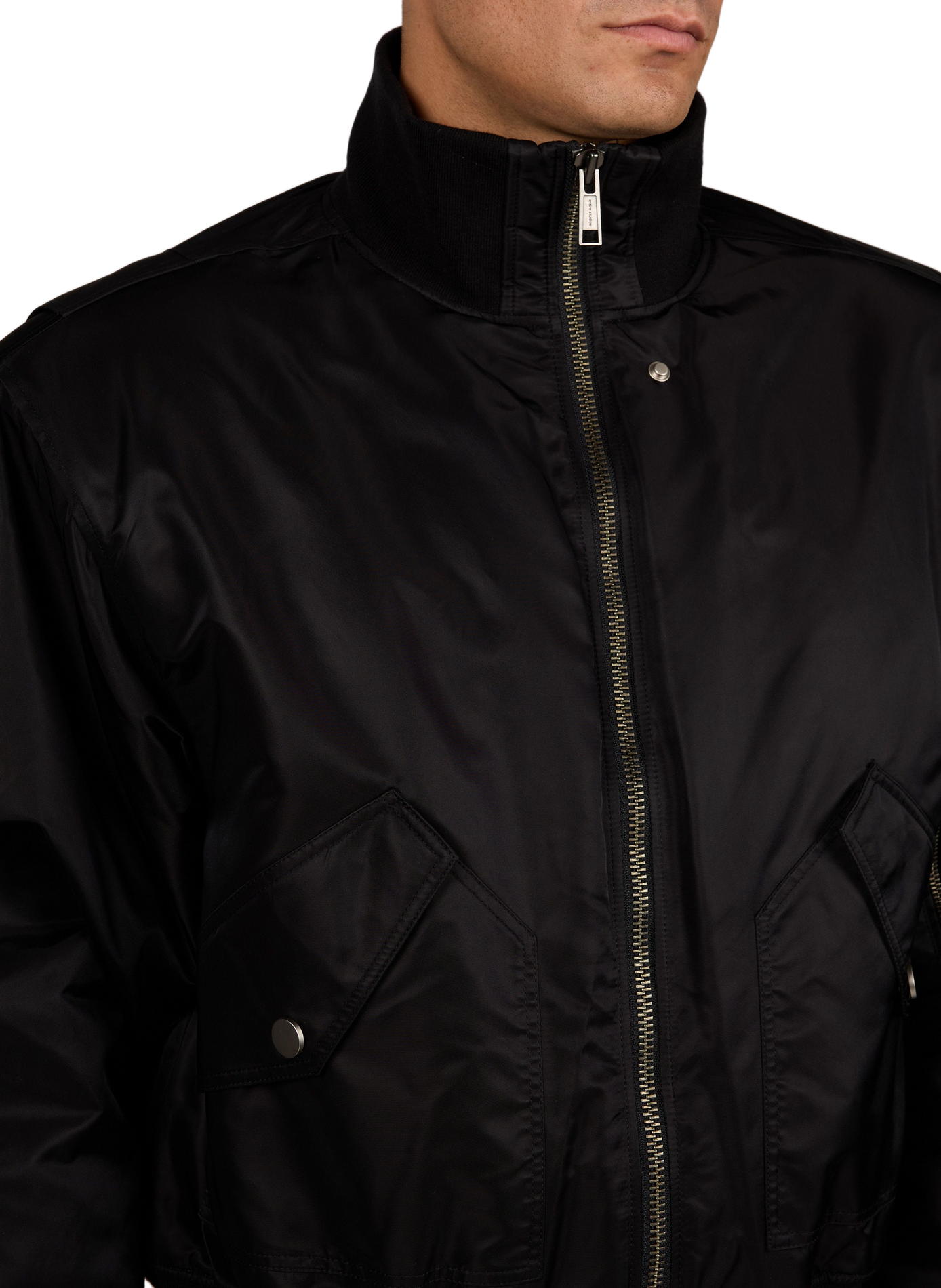 Straight-cut zip-up bomber jacket with stand-up collar ENTIRE STUDIOS Black