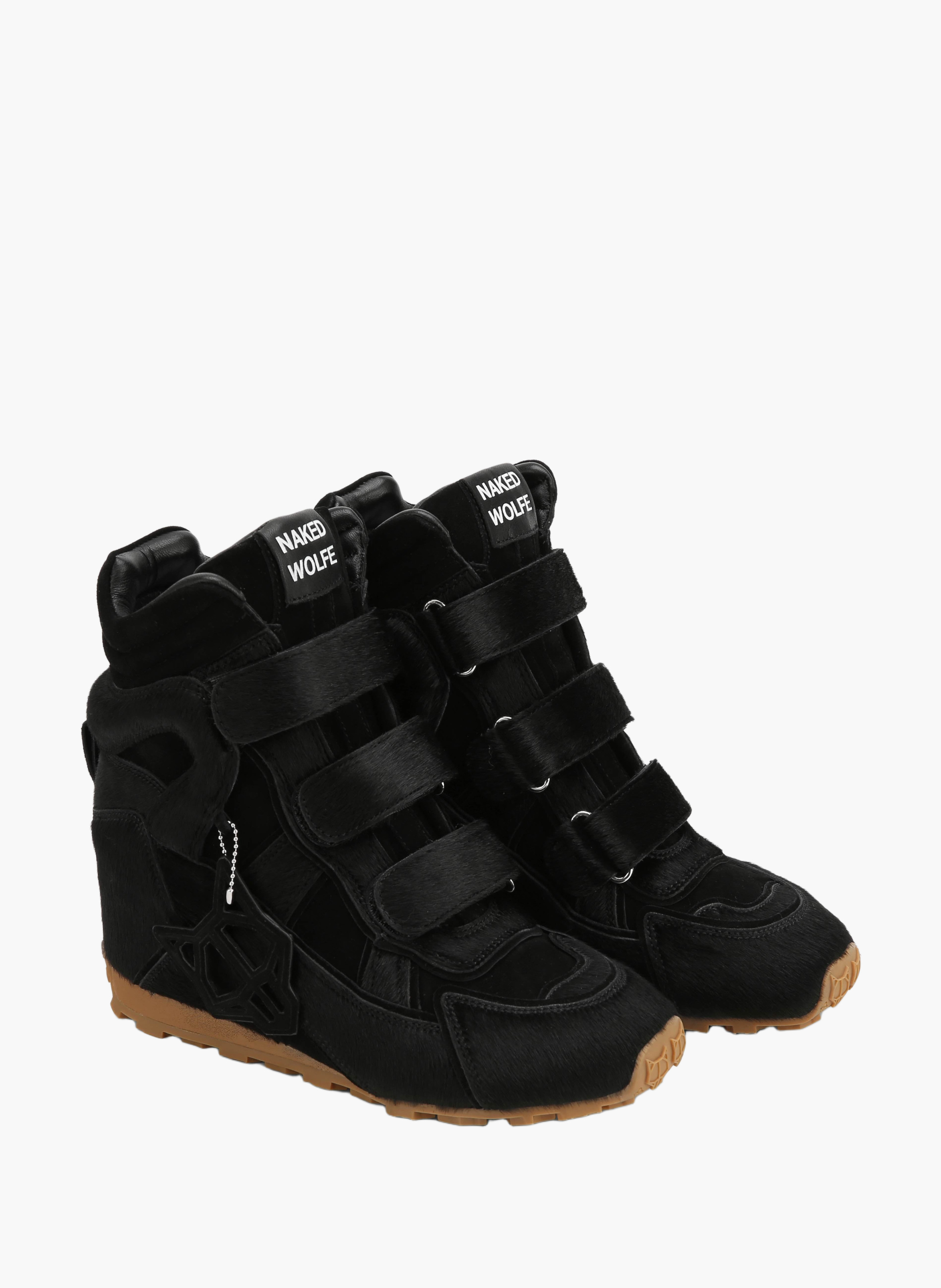 Element-sneakers van ponyleer NAKED WOLFE Zwart