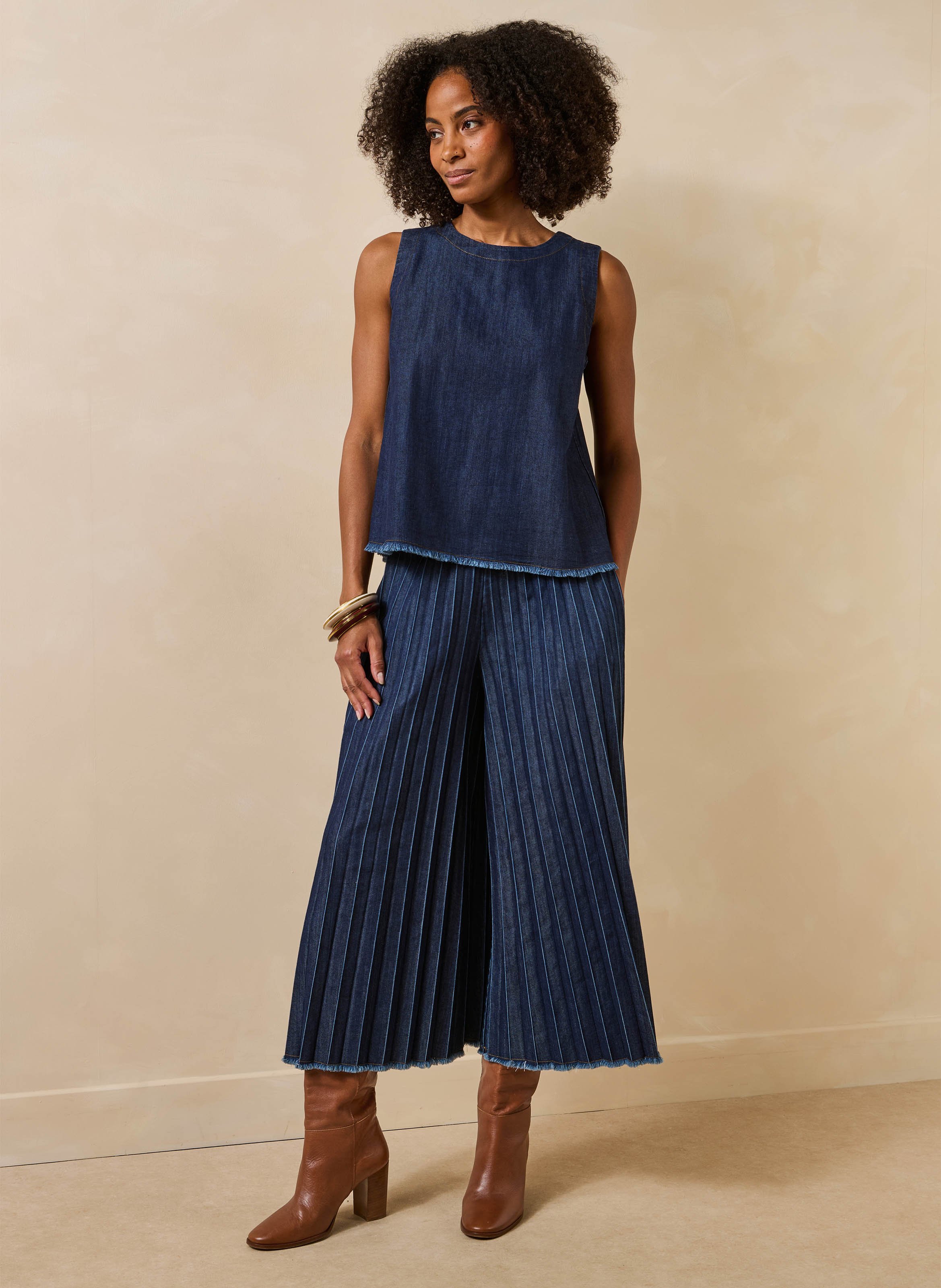 Losvallende top met ronde hals van katoenmix LA FEE MARABOUTEE Blauw