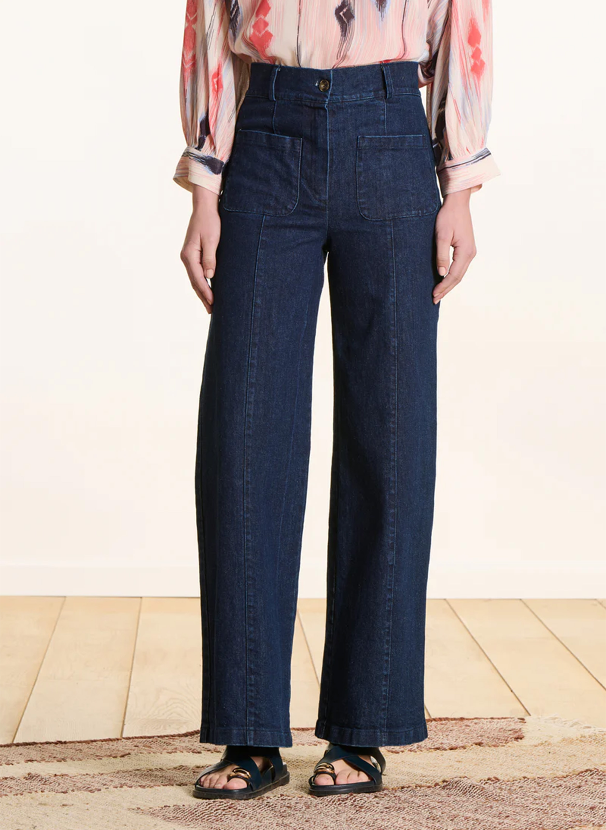 Bootcut-jeans met uitlopende pijpen van katoenmix LA FEE MARABOUTEE Blauw