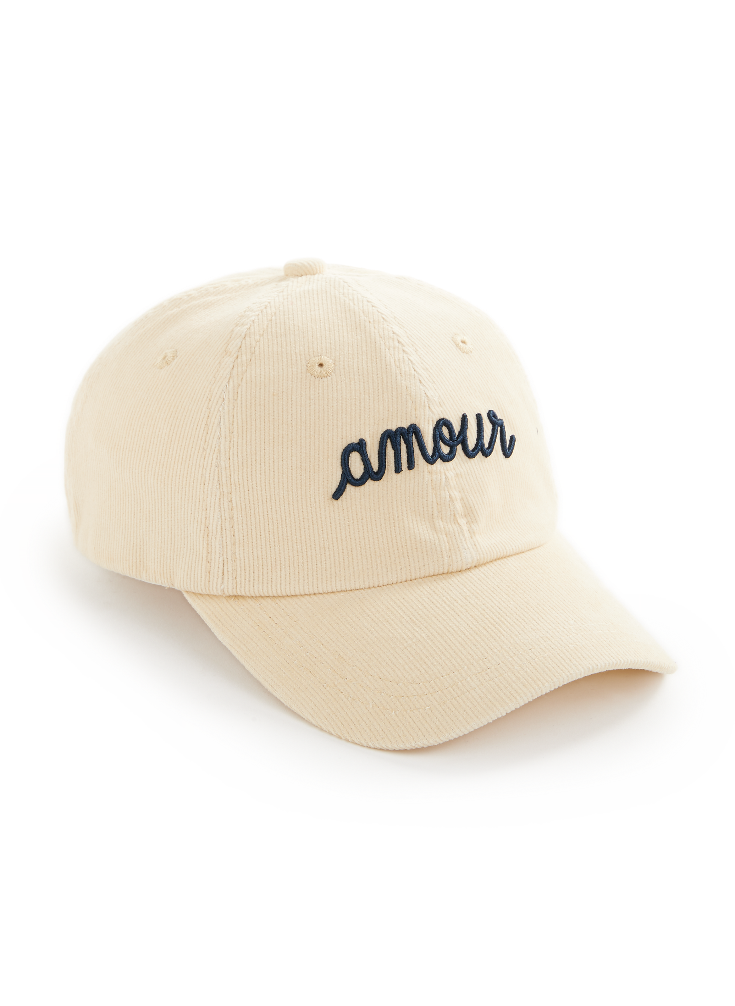 Casquette Beaumont Amour en velours côtelé MAISON LABICHE Blanc