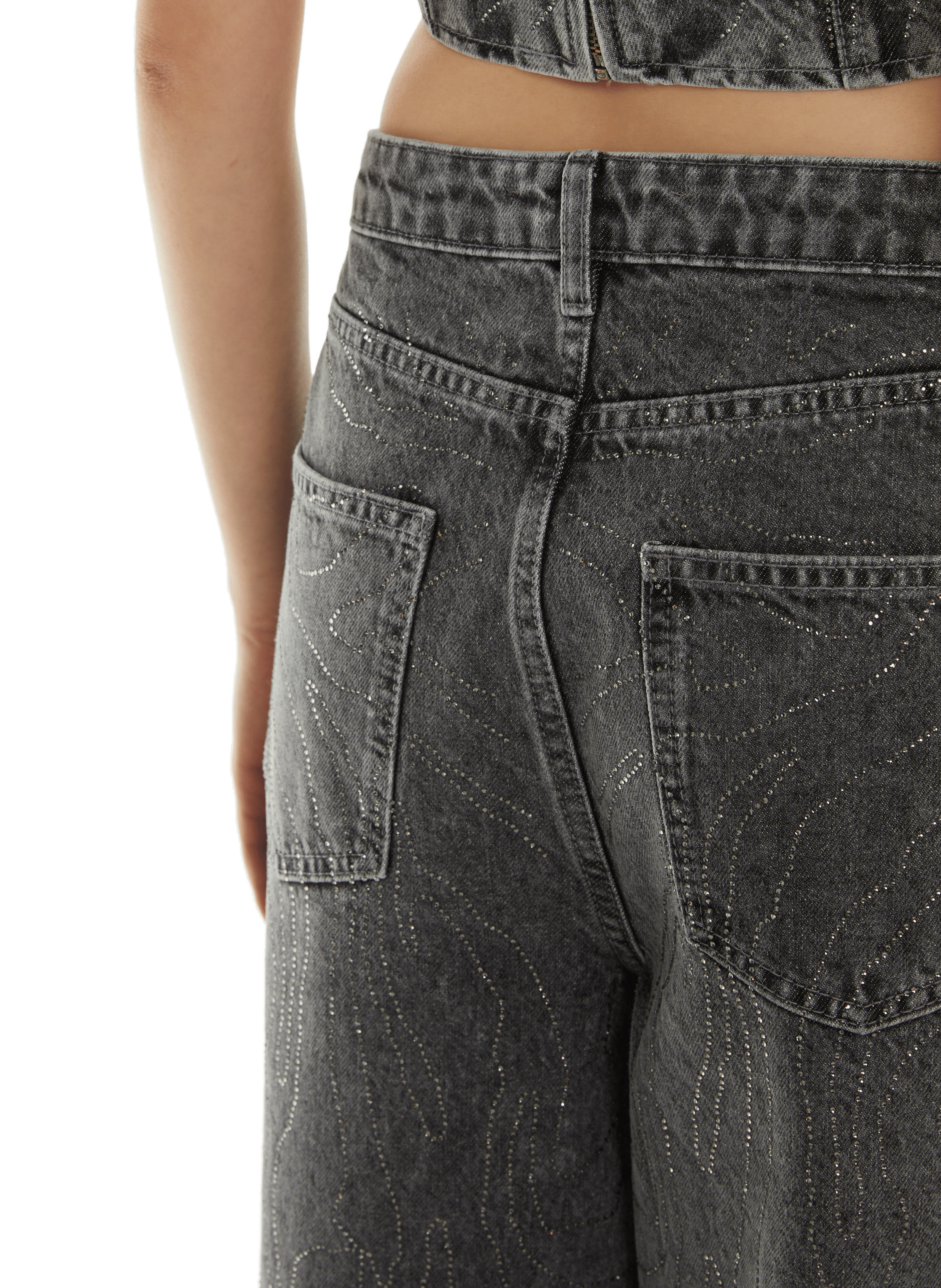 Jean large avec ornements ROTATE Gris