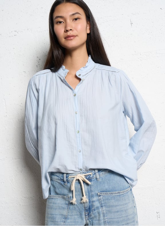 Blouse droite unie boutonnée tabbie Bleu by BA&SH BA&SH Blouse droite unie boutonnée tabbie Bleu