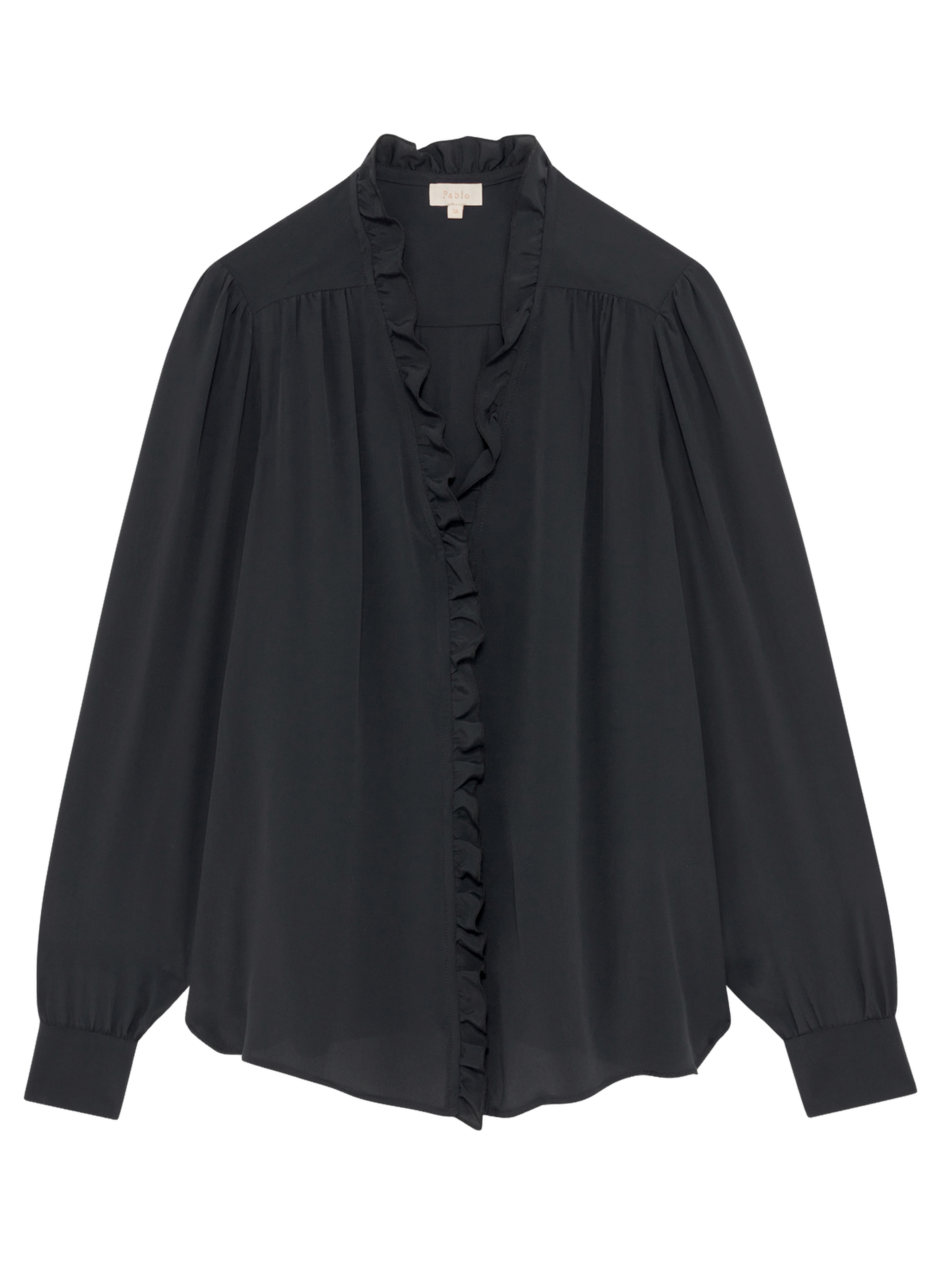 Chemise fluide à volants - azima PABLO Noir