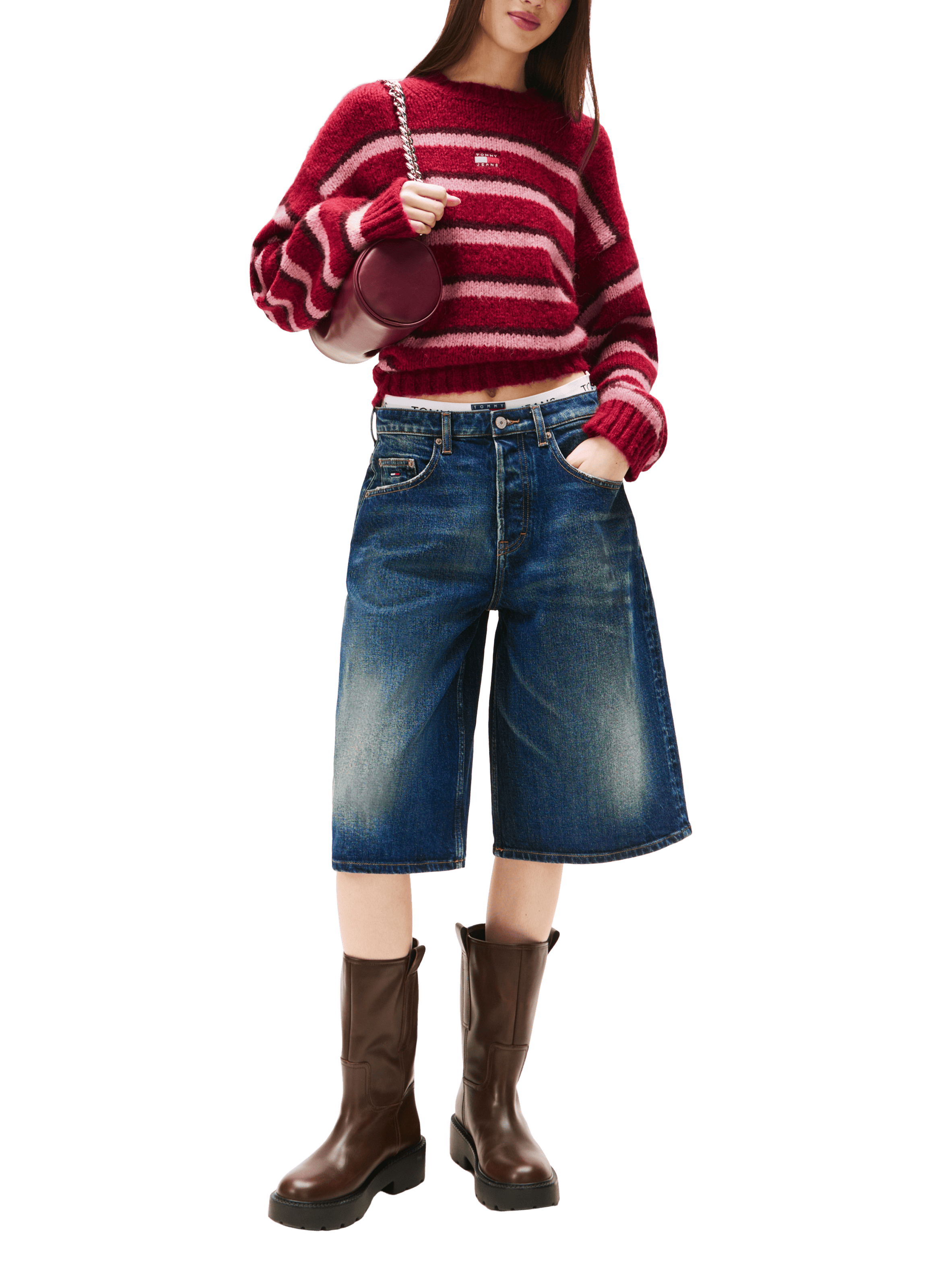 Pull rayé en maille  TOMMY HILFIGER Multicolore