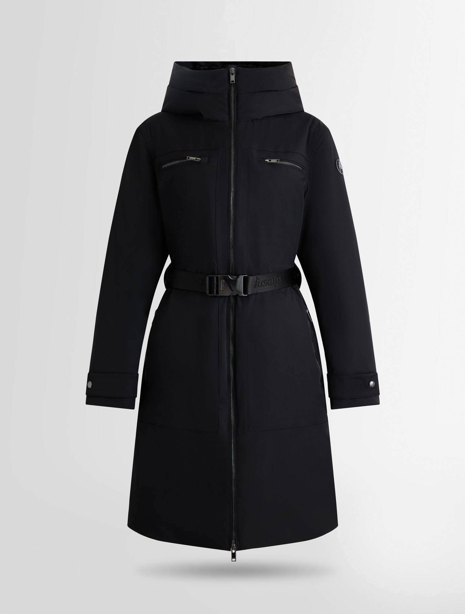 Manteau shaïs col capuche coupe regular FUSALP Noir