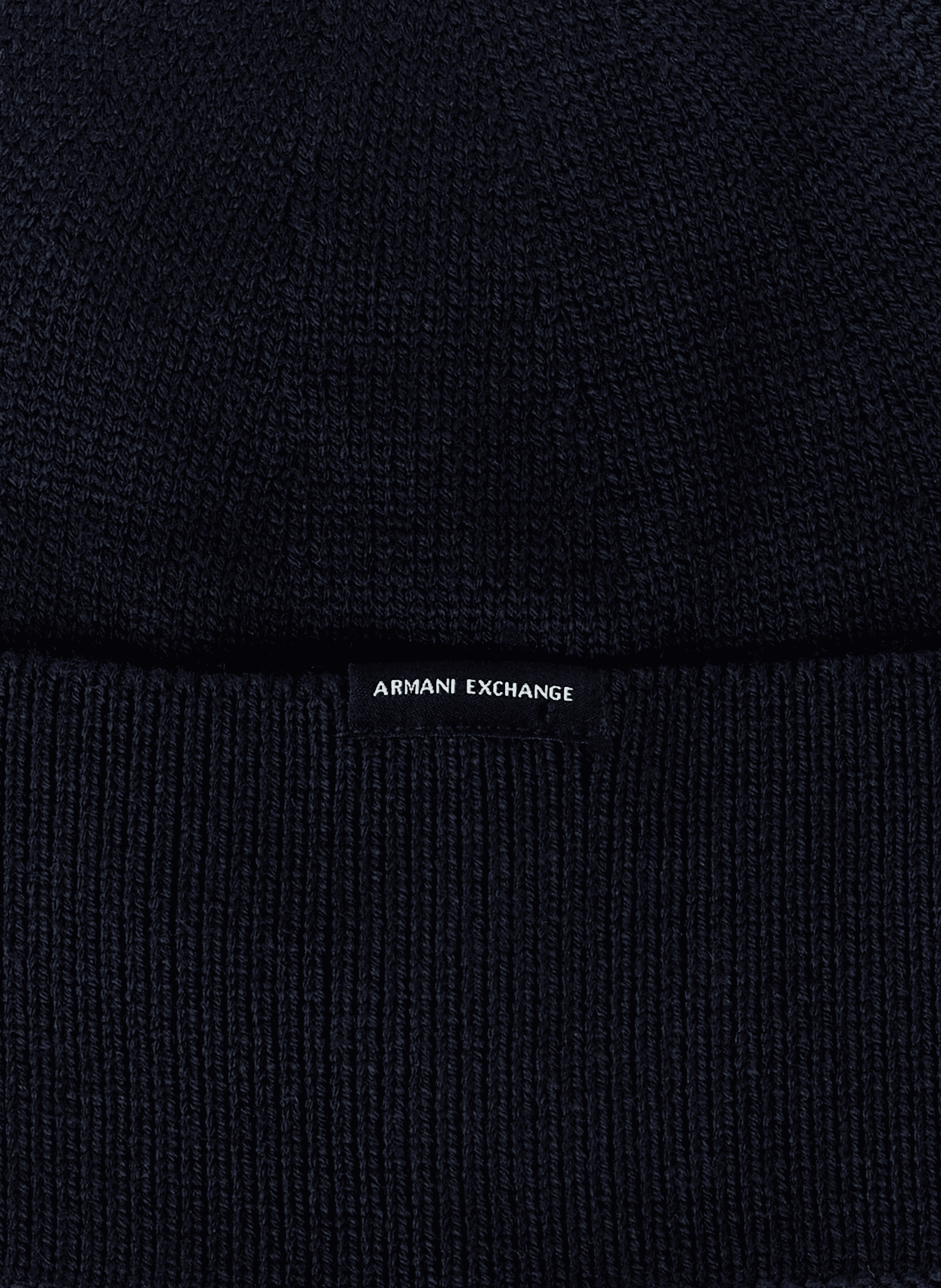 Beanie with wide folded cuff in virgin wool and cotton blend ARMANI EXCHANGE Blue