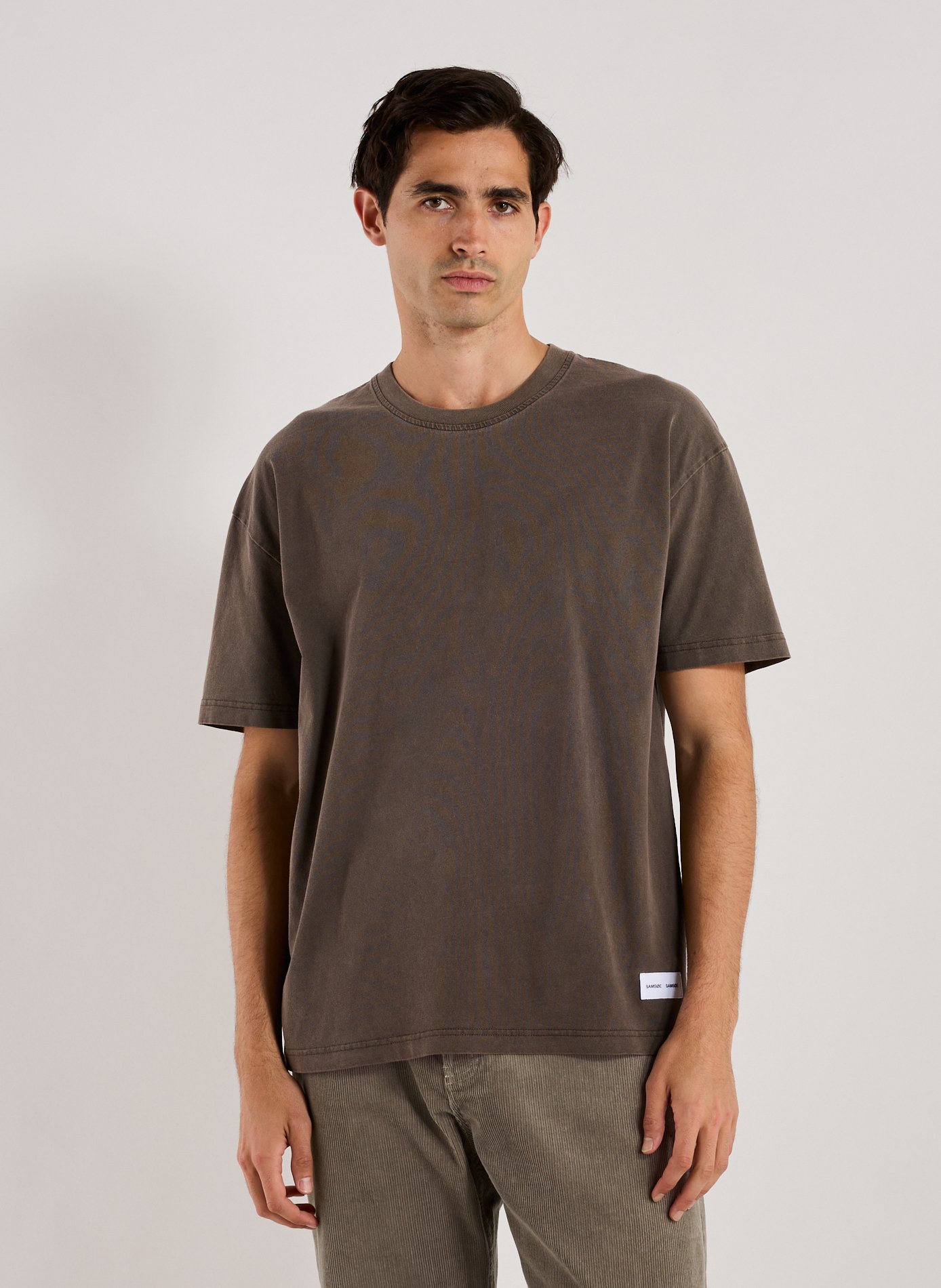SAMSOE SAMSOE T-shirt col rond en coton Marron