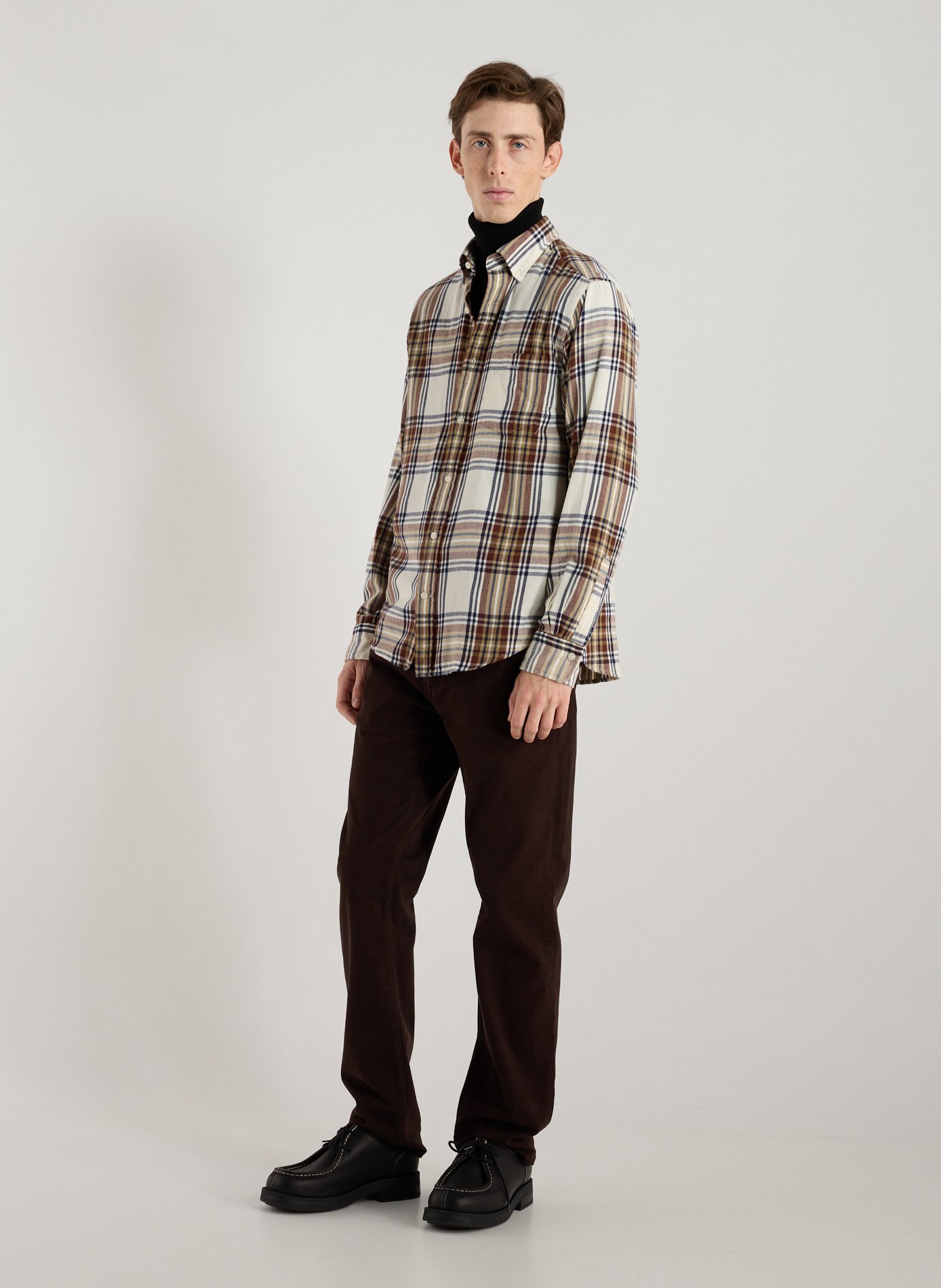 Straight checked cotton shirt GANT Beige