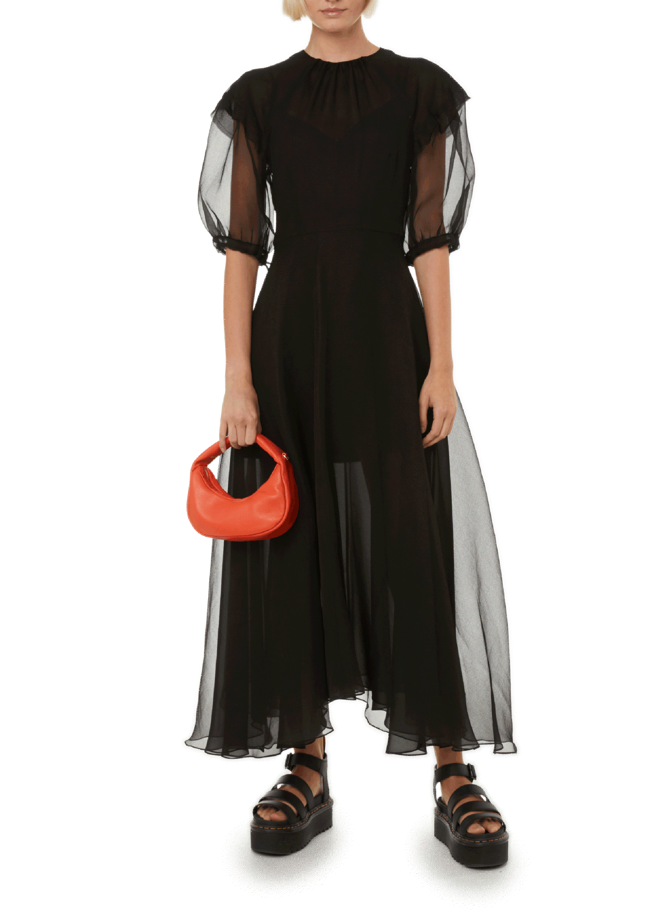 MINUIT Silk organza dress Black