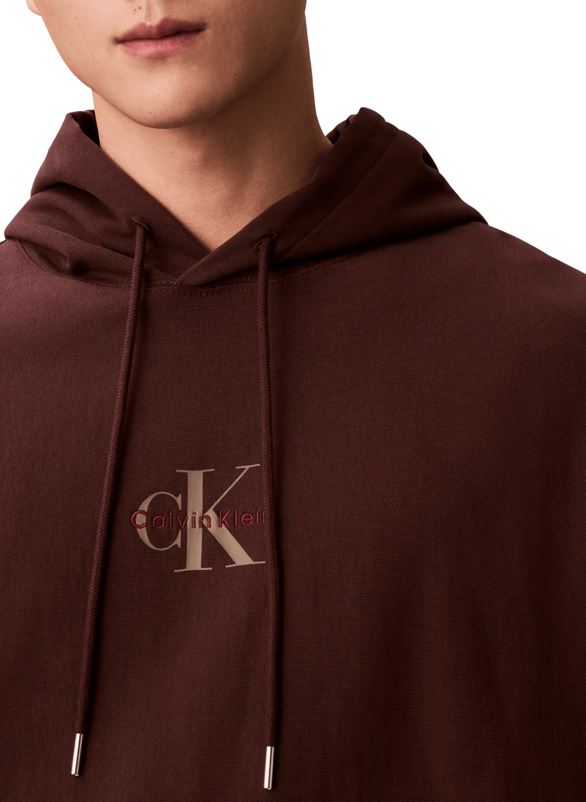 Sweatshirt à capuche en coton mélangé CALVIN KLEIN Marron
